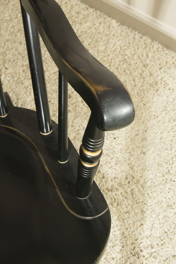 Vintage Black Painted Rocking Chair with The University of Chicago Crest