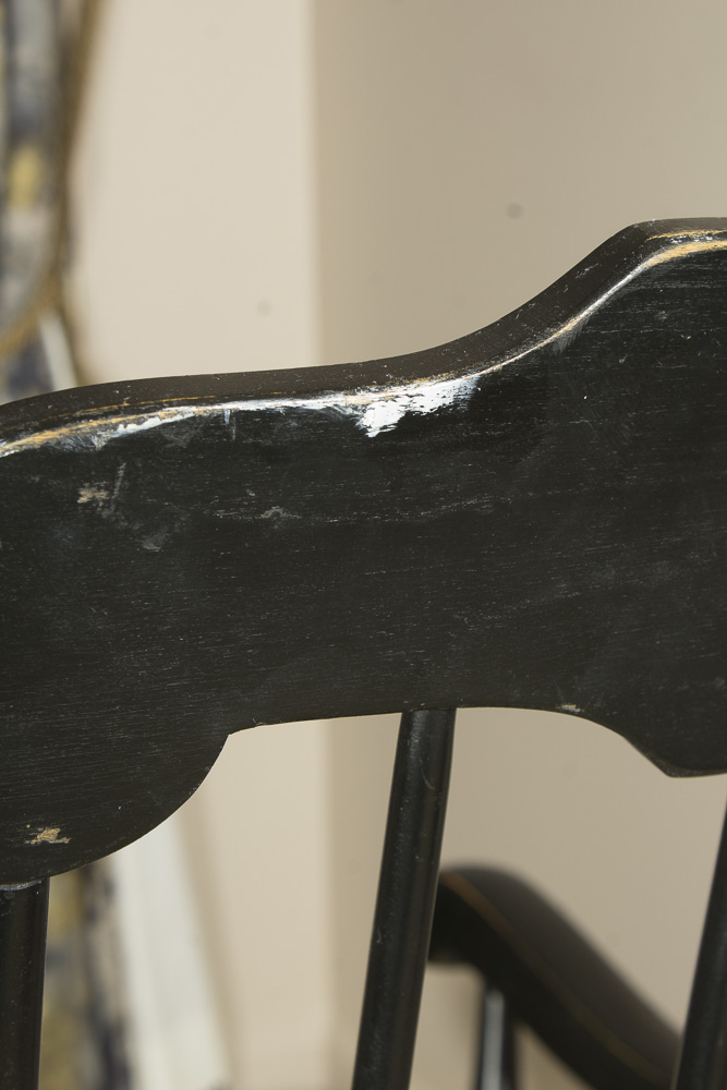 Vintage Black Painted Rocking Chair with The University of Chicago Crest