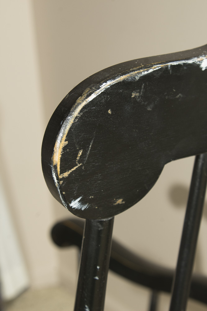 Vintage Black Painted Rocking Chair with The University of Chicago Crest