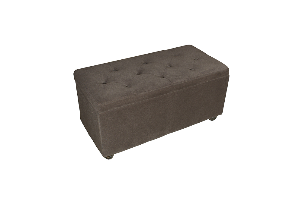 Contemporary Brown Upholstered Storage Bench by Bombay