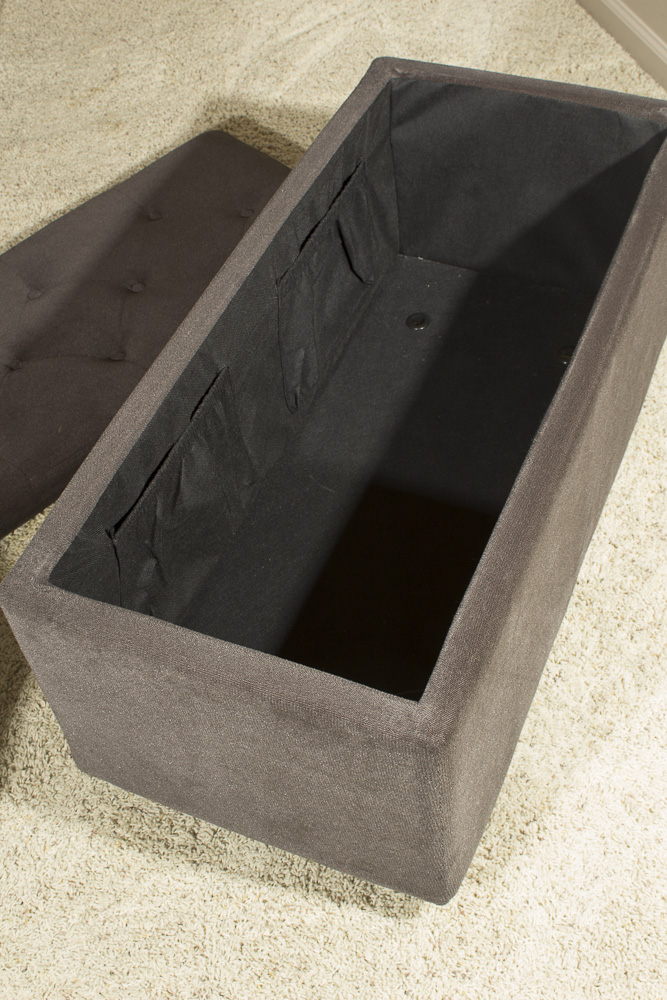 Contemporary Brown Upholstered Storage Bench by Bombay