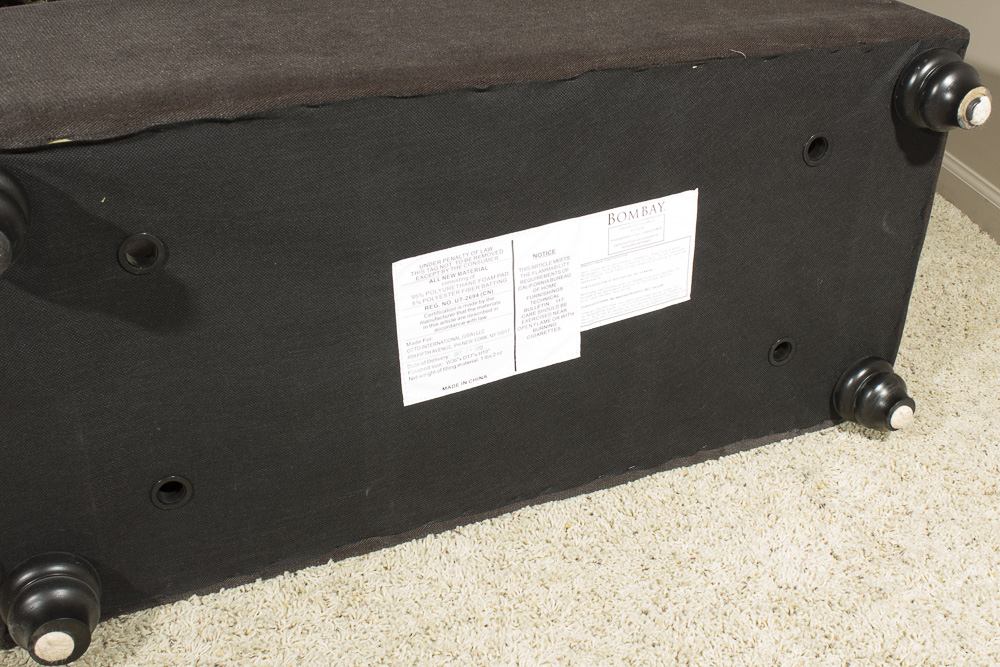 Contemporary Brown Upholstered Storage Bench by Bombay