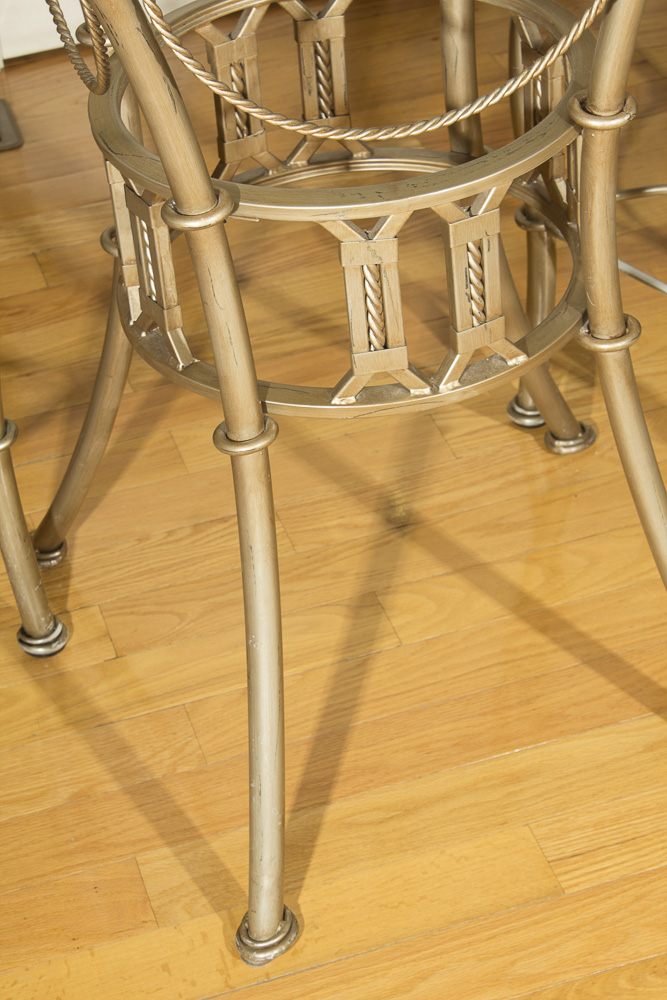 Neoclassical Style Glass Top Bistro Table with Barstools