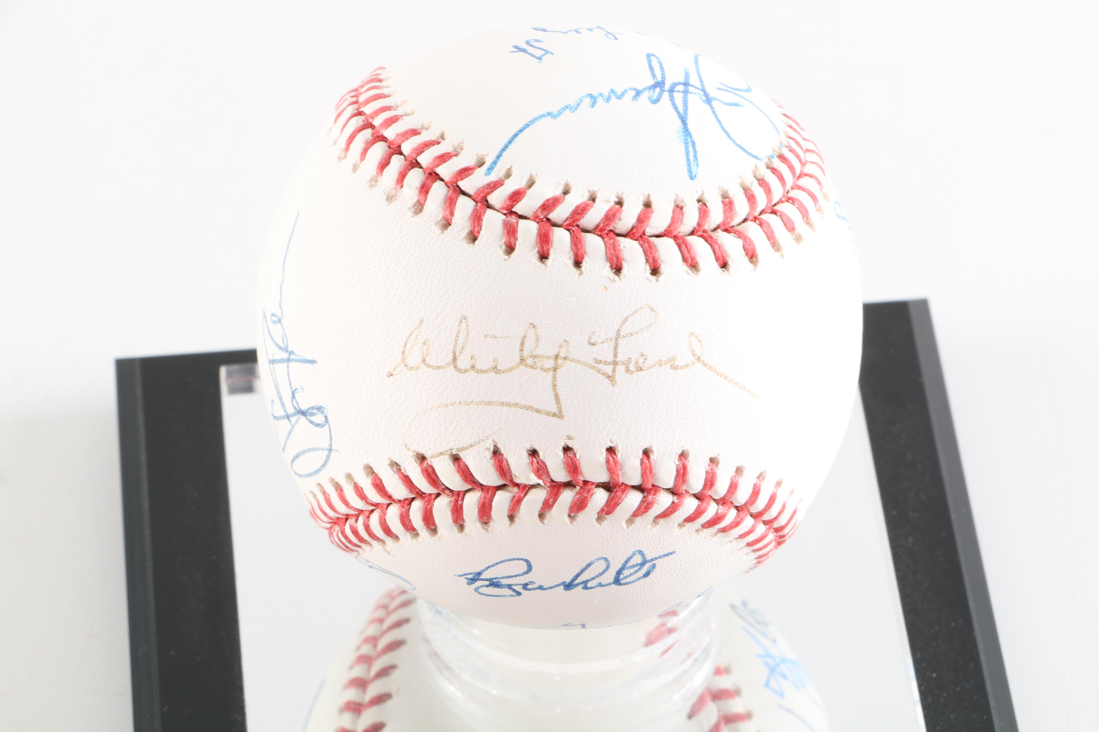 2002 New York Yankees Fantasy Camp Autographed Baseball with Case