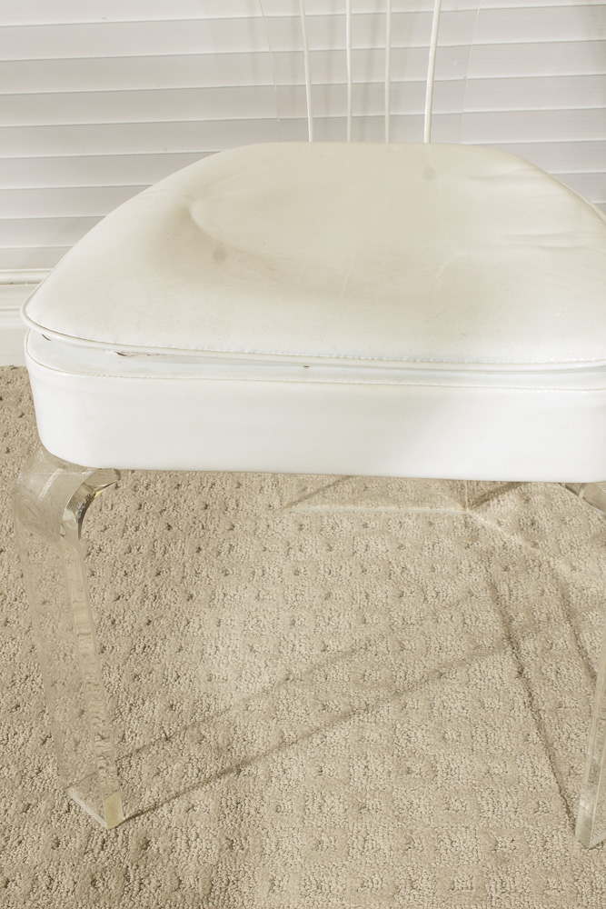 Vintage Lucite Shell-Form Back Vinyl Upholstered Side Chair