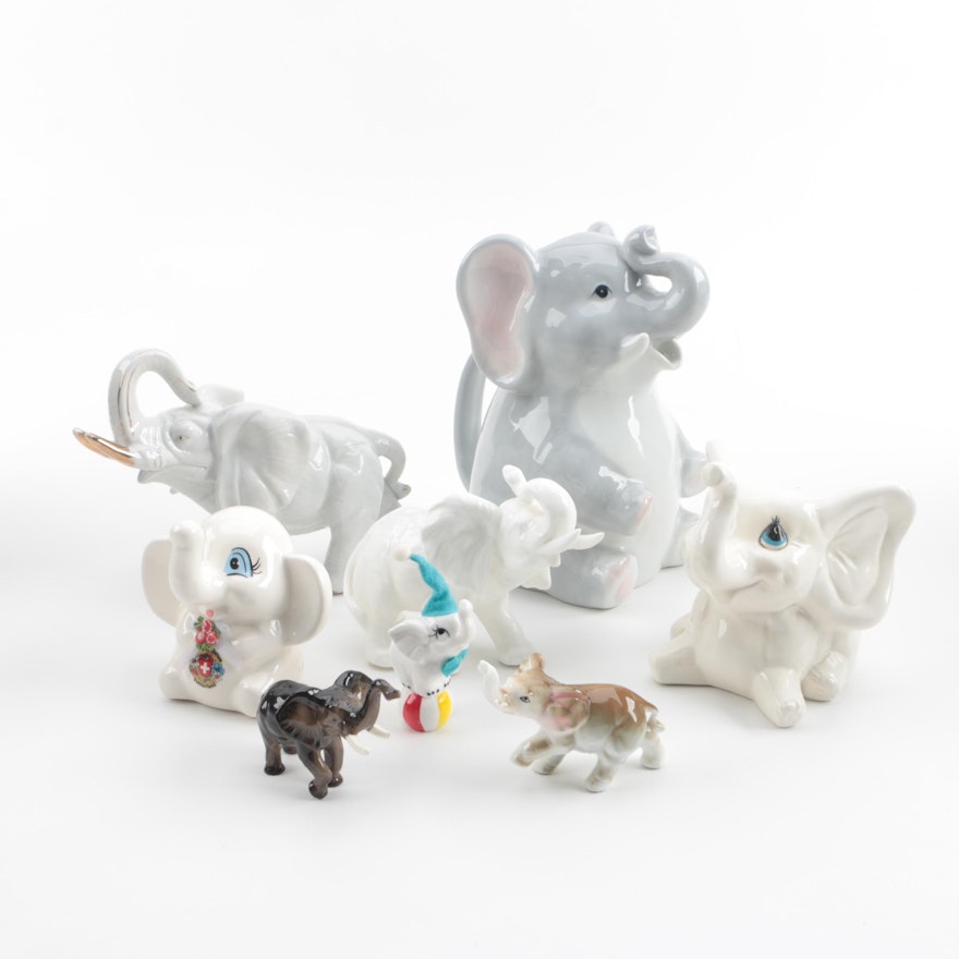 Porcelain and Ceramic Elephant Figurines Featuring Andrea by Sadek