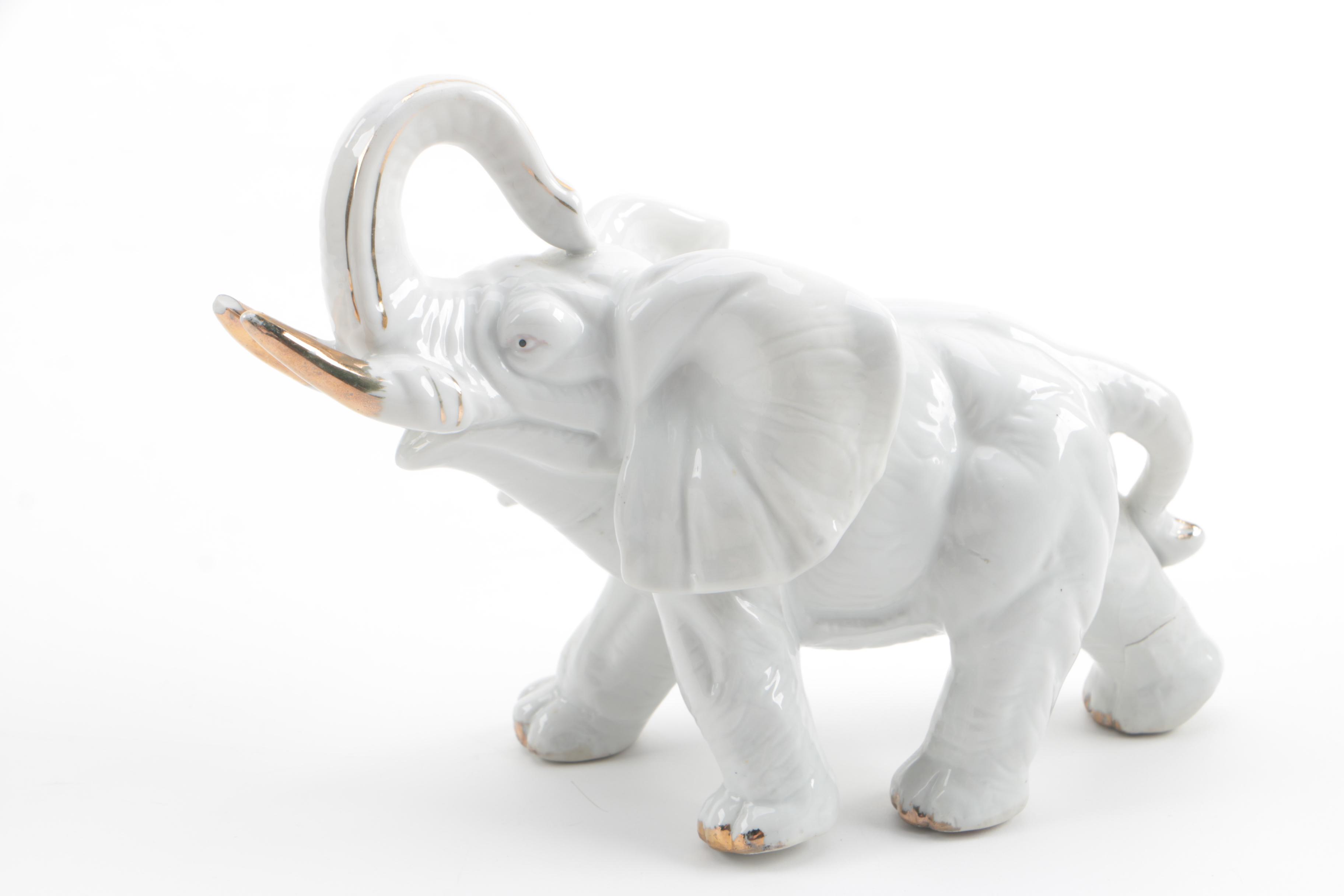 Porcelain and Ceramic Elephant Figurines Featuring Andrea by Sadek