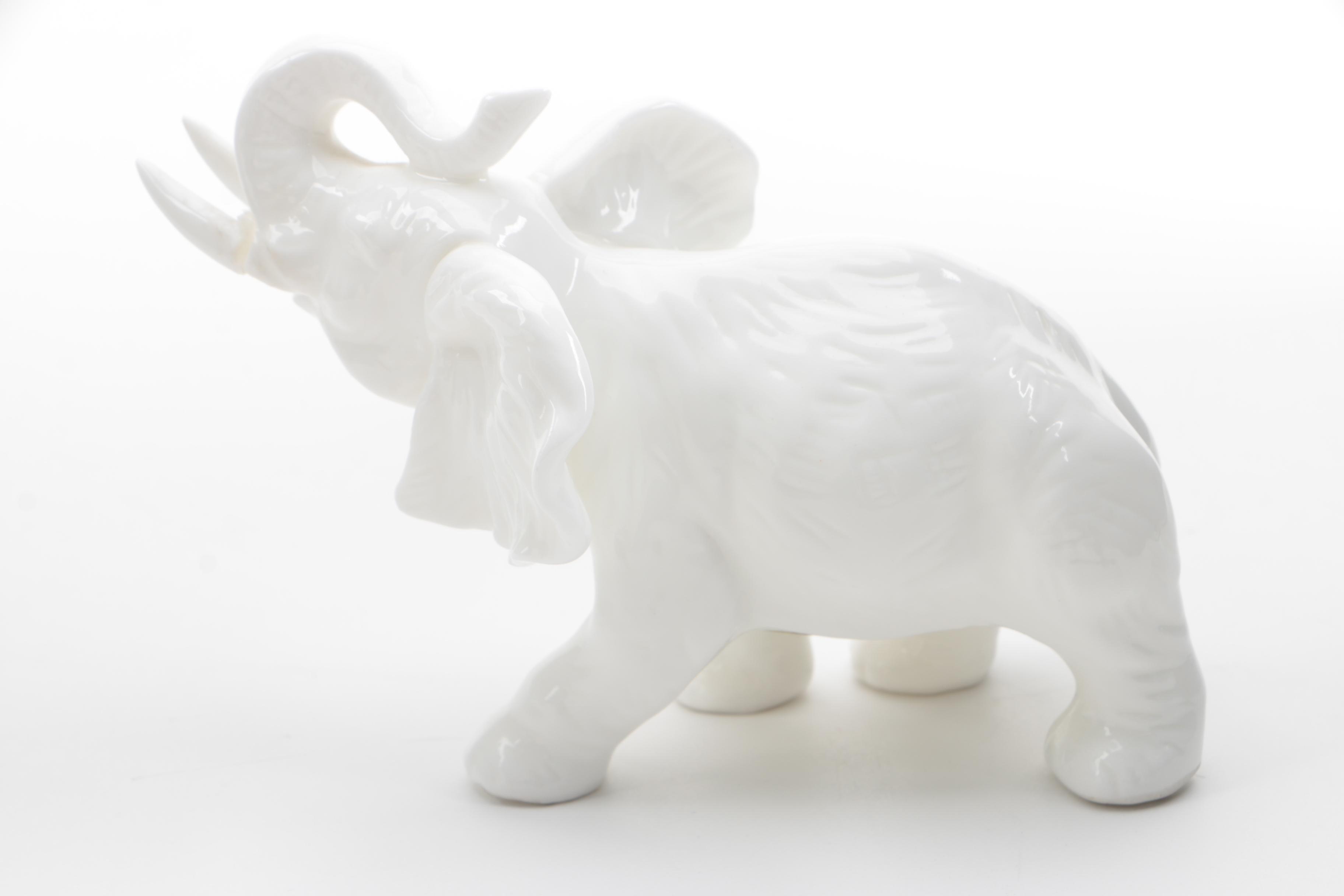 Porcelain and Ceramic Elephant Figurines Featuring Andrea by Sadek