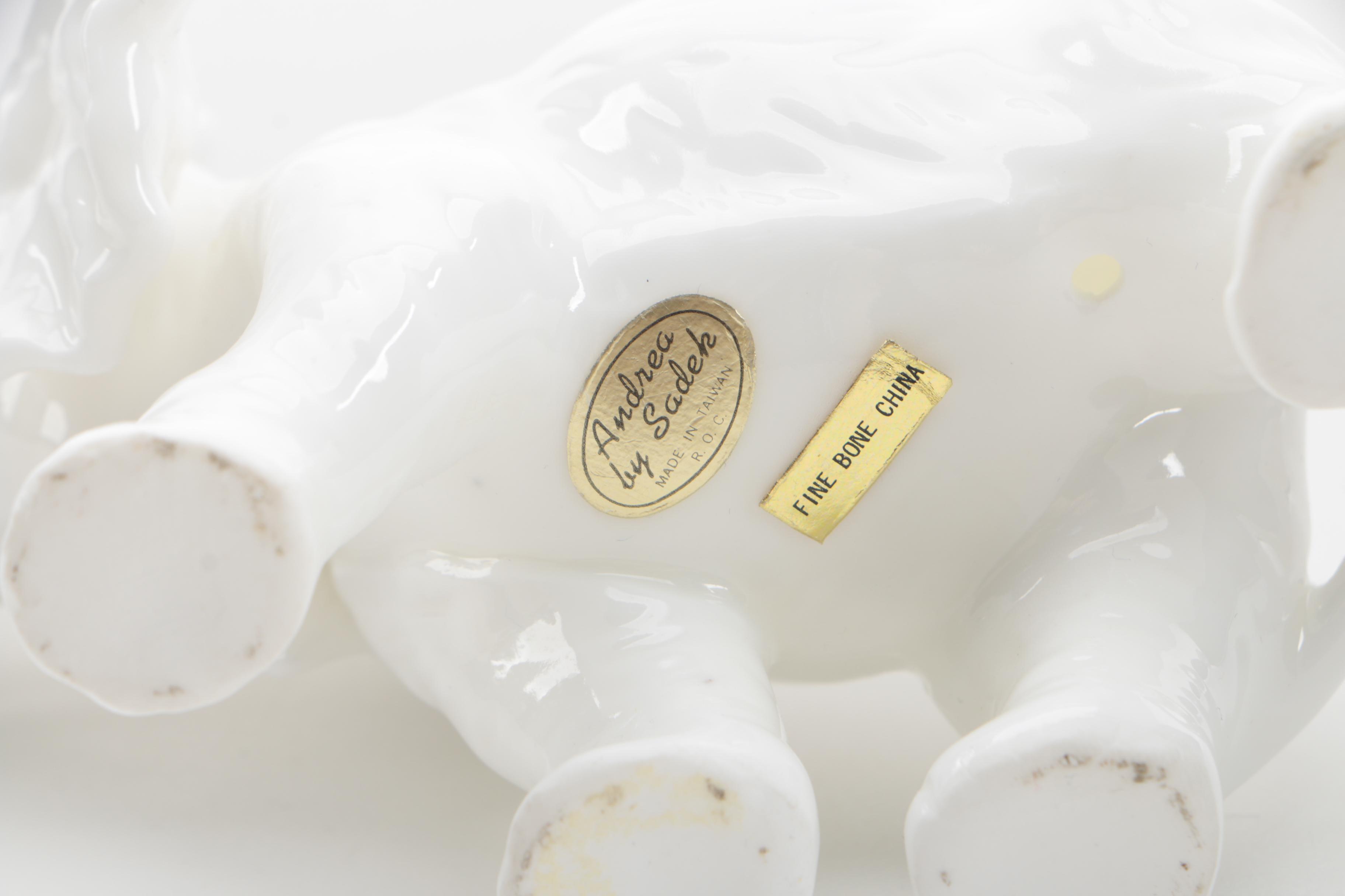 Porcelain and Ceramic Elephant Figurines Featuring Andrea by Sadek