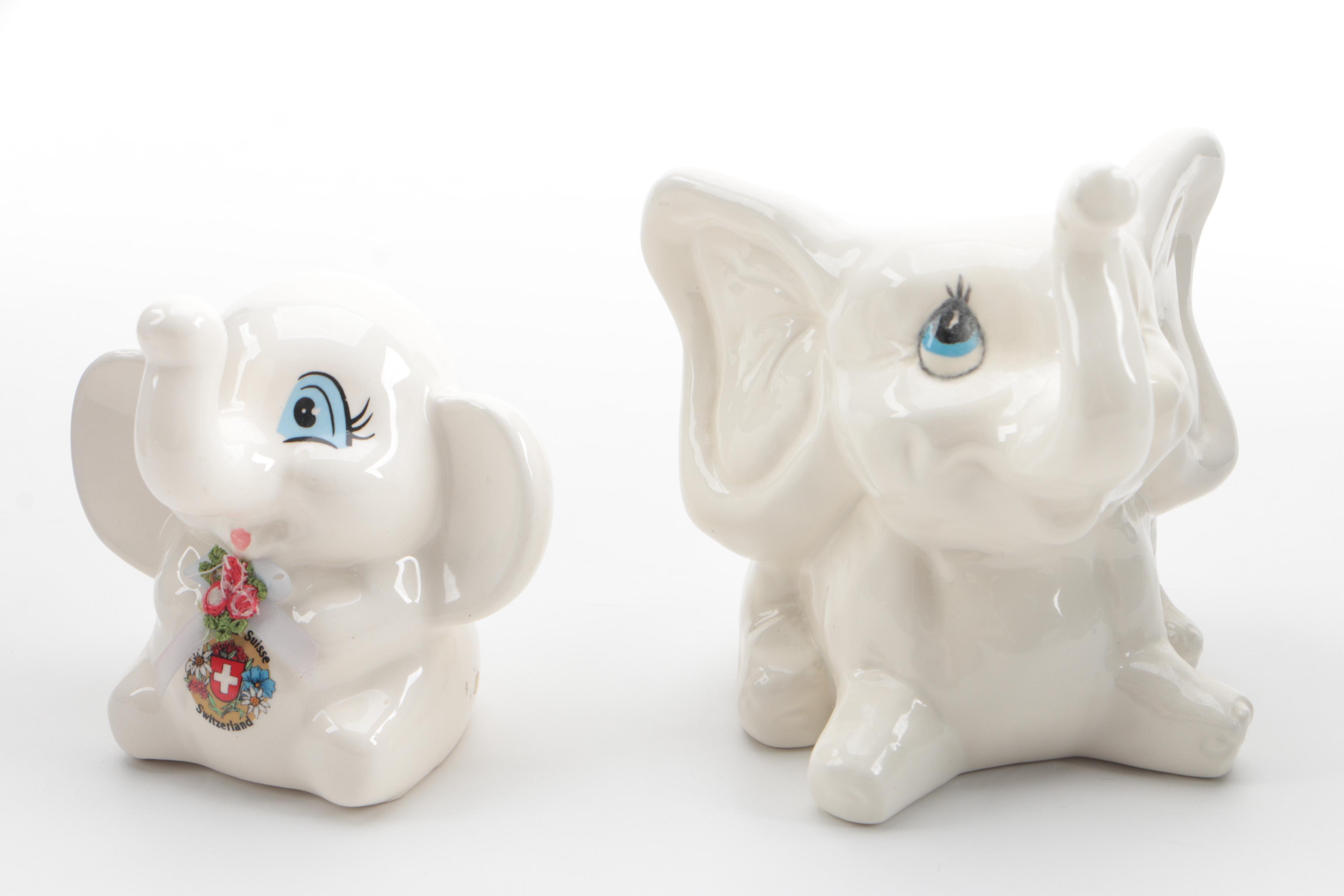 Porcelain and Ceramic Elephant Figurines Featuring Andrea by Sadek