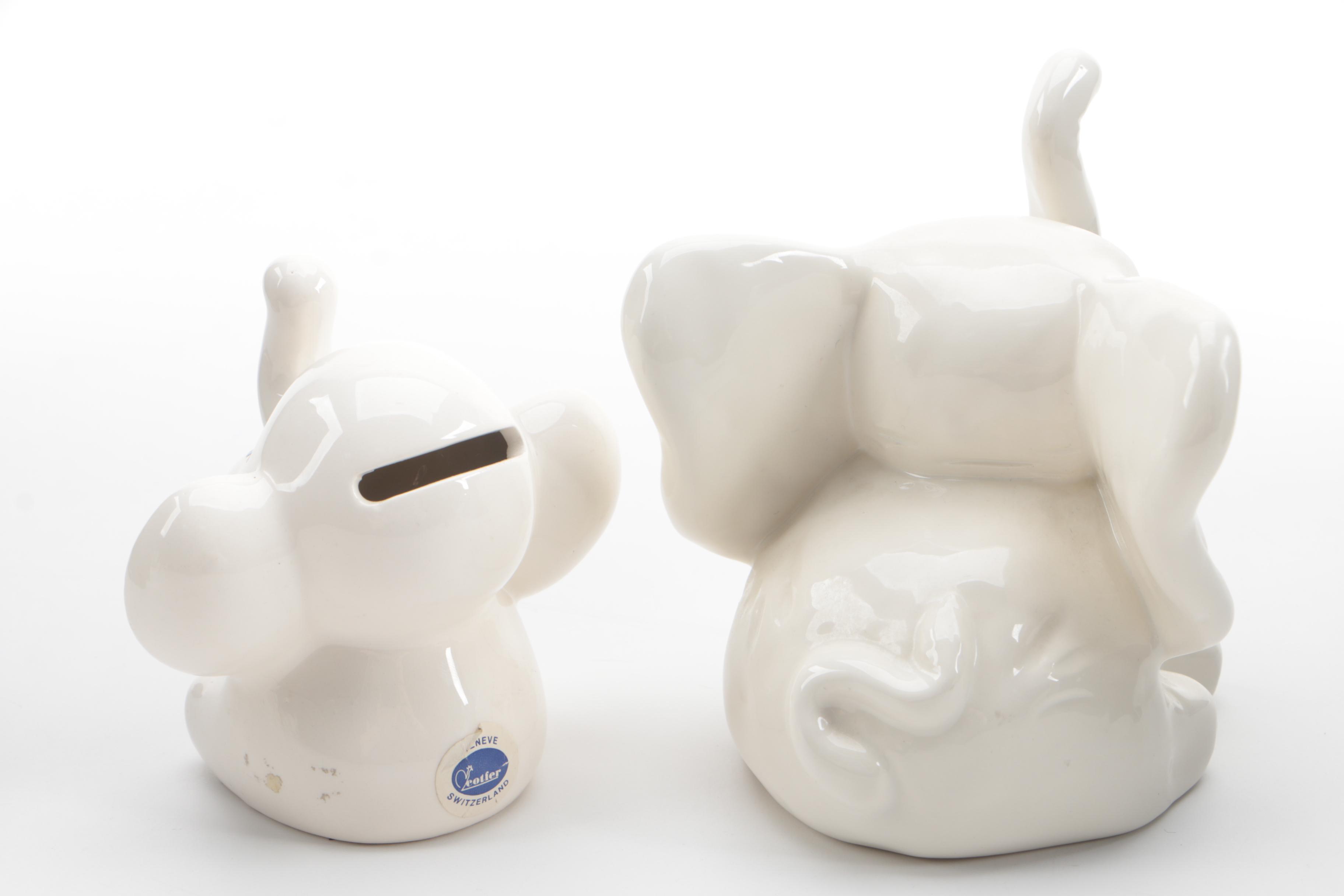 Porcelain and Ceramic Elephant Figurines Featuring Andrea by Sadek