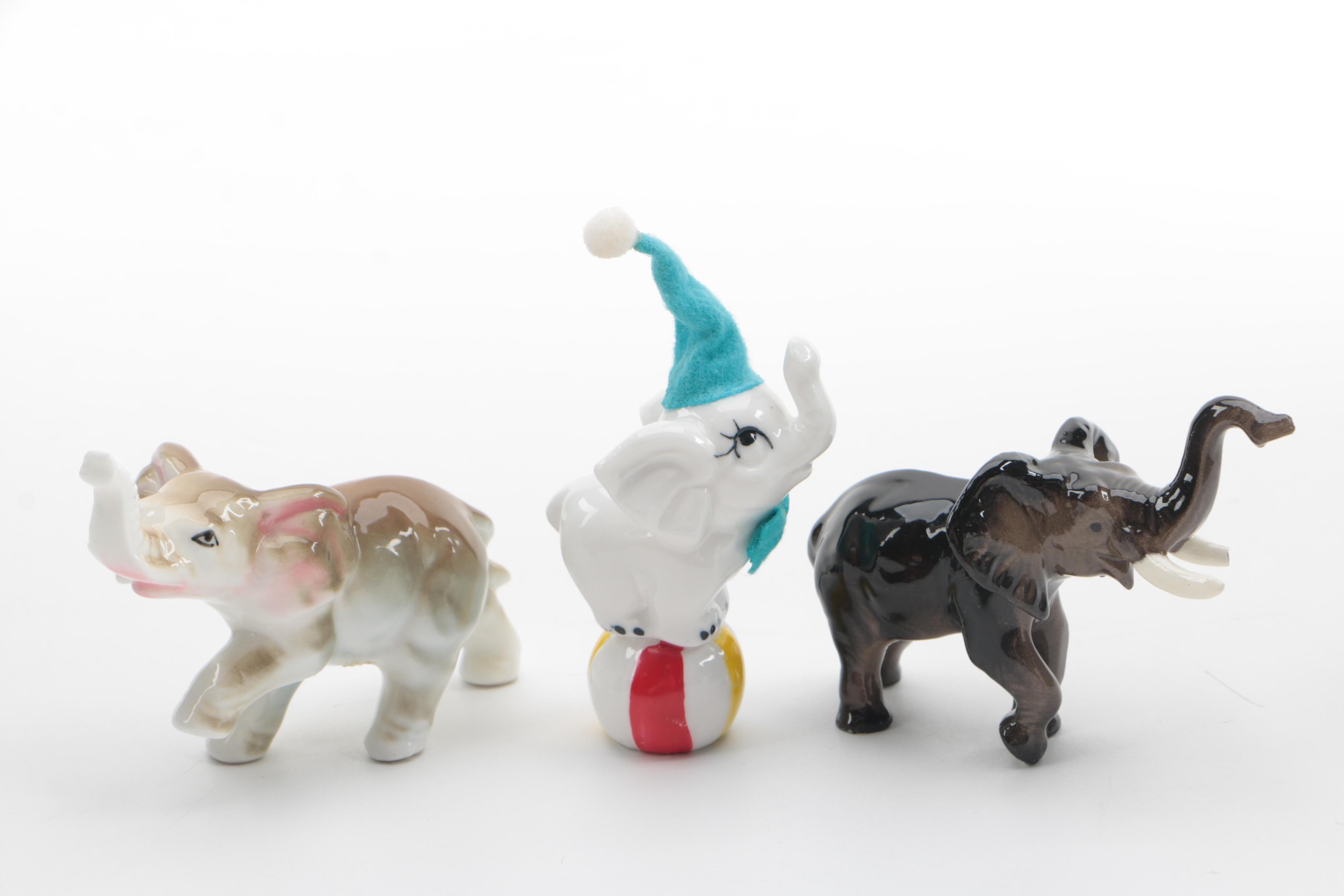 Porcelain and Ceramic Elephant Figurines Featuring Andrea by Sadek