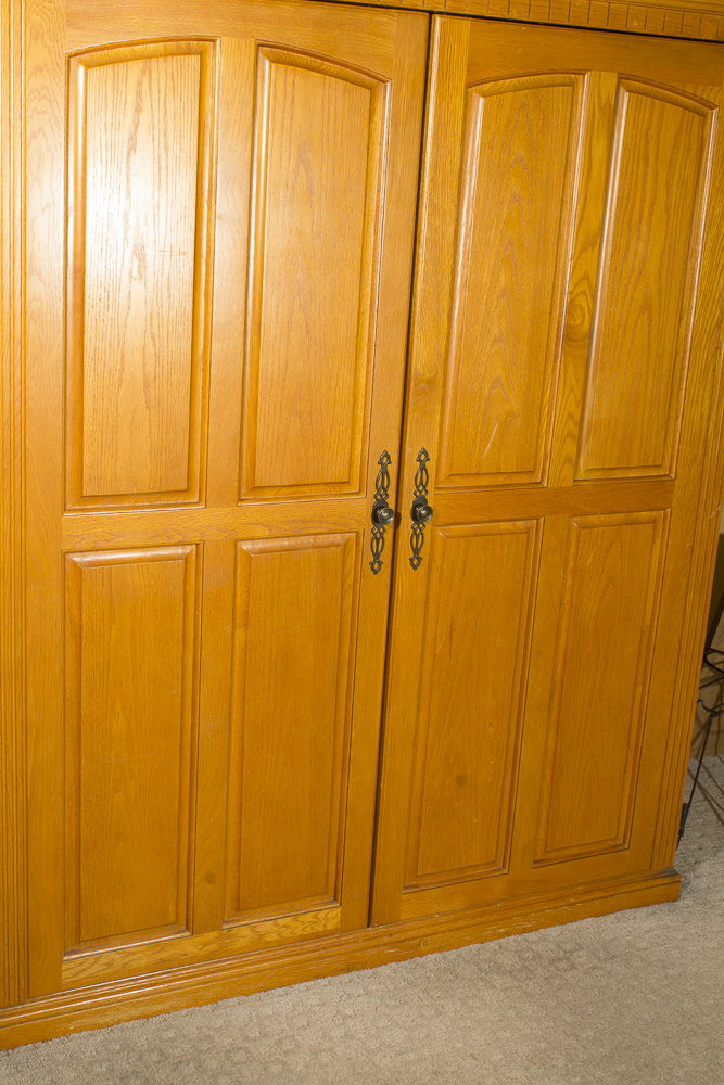 Oak Desk and Media Cabinet