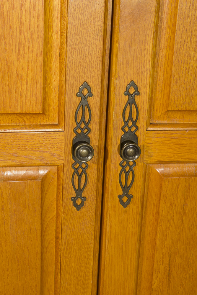Oak Desk and Media Cabinet