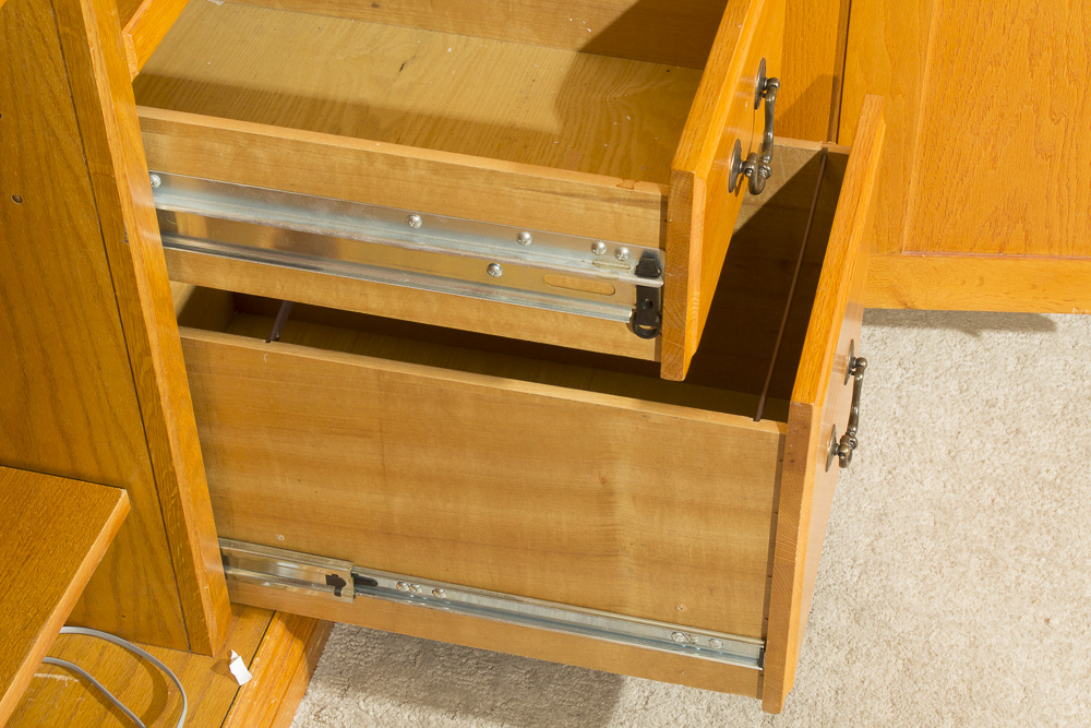 Oak Desk and Media Cabinet