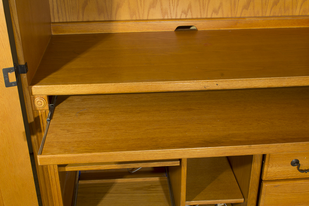 Oak Desk and Media Cabinet