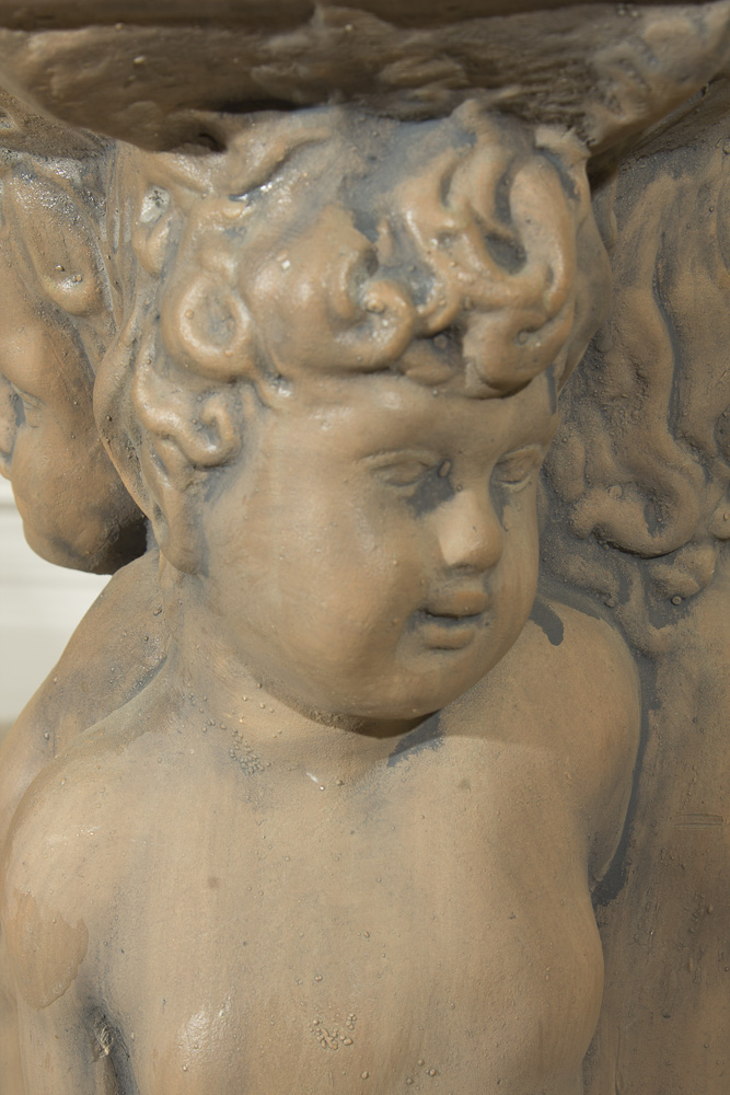 Neoclassical Style Glass Top Accent Table with Figural Base