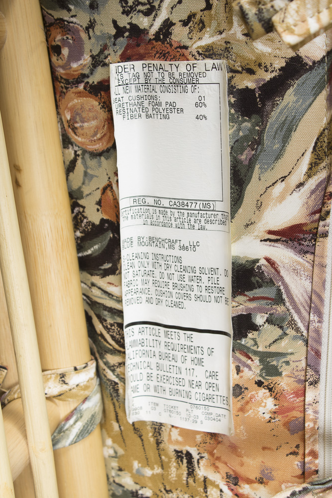 BenchCraft Wicker Patio Armchair, Ottoman, and Cushions