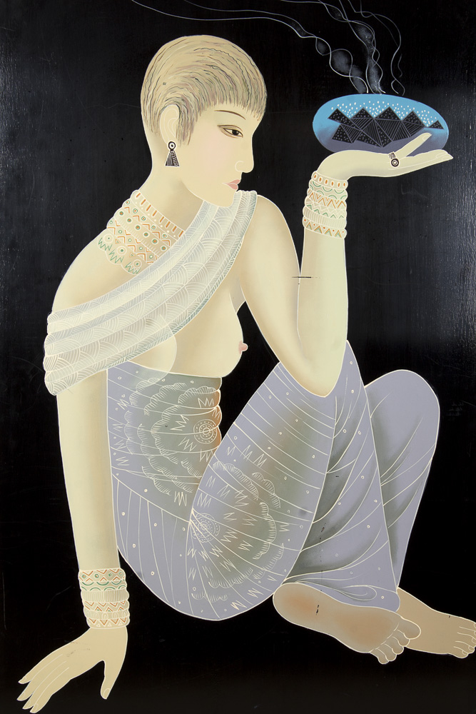 Acrylic Painting on Board After Jean Dunand