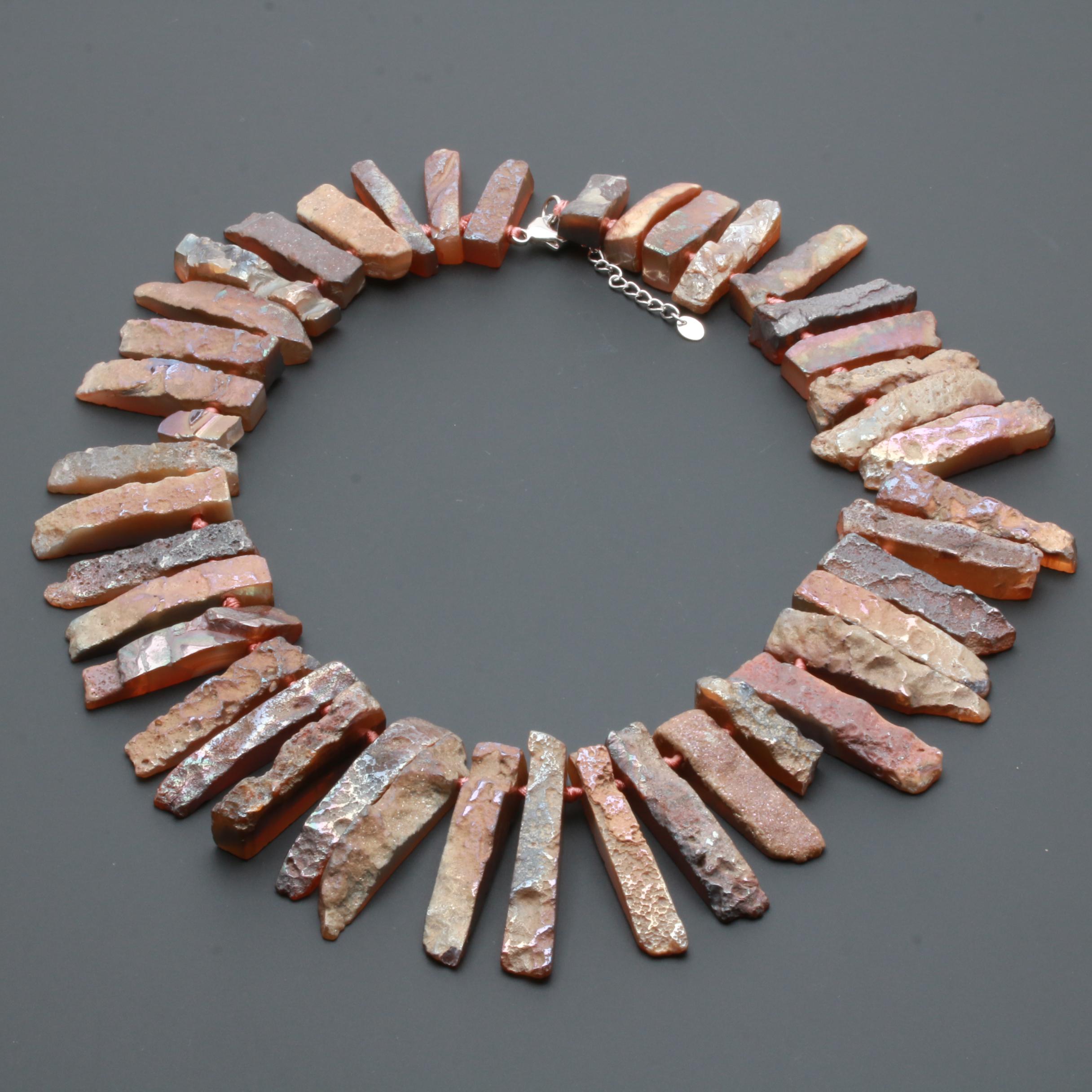 Sterling Silver Gemstone Necklaces Including Quartz, Citrine, and Agate