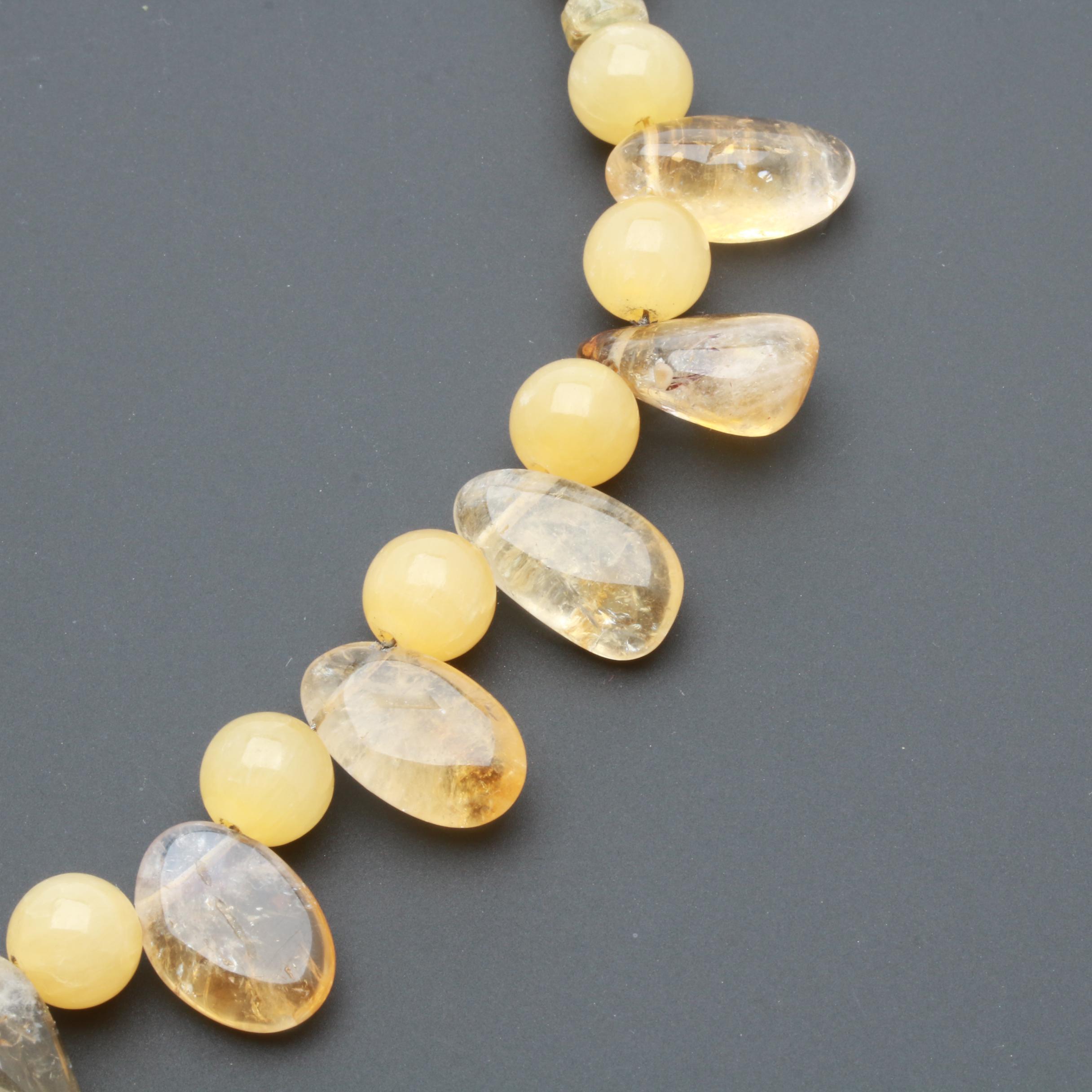 Sterling Silver Gemstone Necklaces Including Quartz, Citrine, and Agate