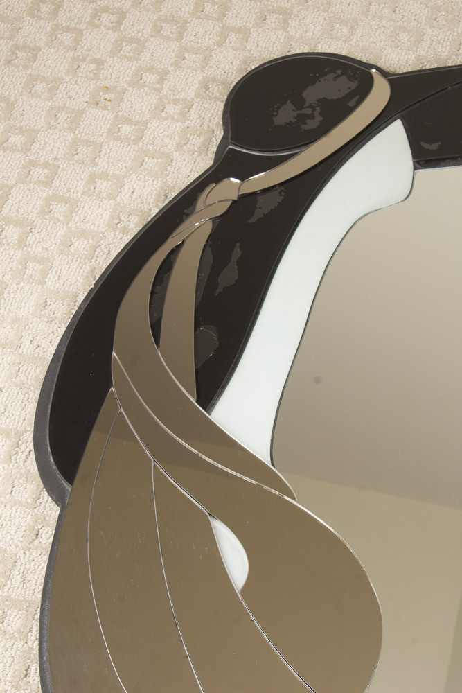 Contemporary Stylized Art Nouveau Figural Accented Wall Mirror