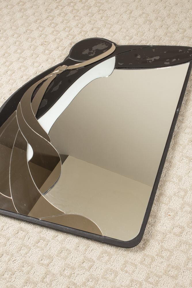 Contemporary Stylized Art Nouveau Figural Accented Wall Mirror