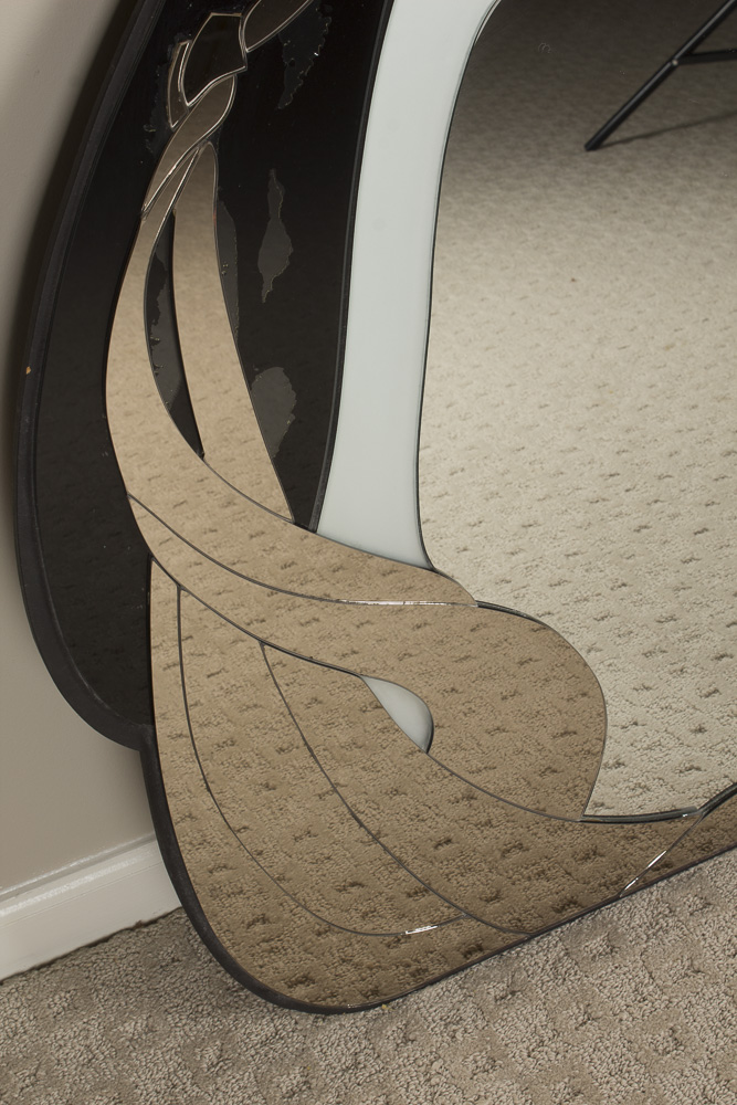 Contemporary Stylized Art Nouveau Figural Accented Wall Mirror