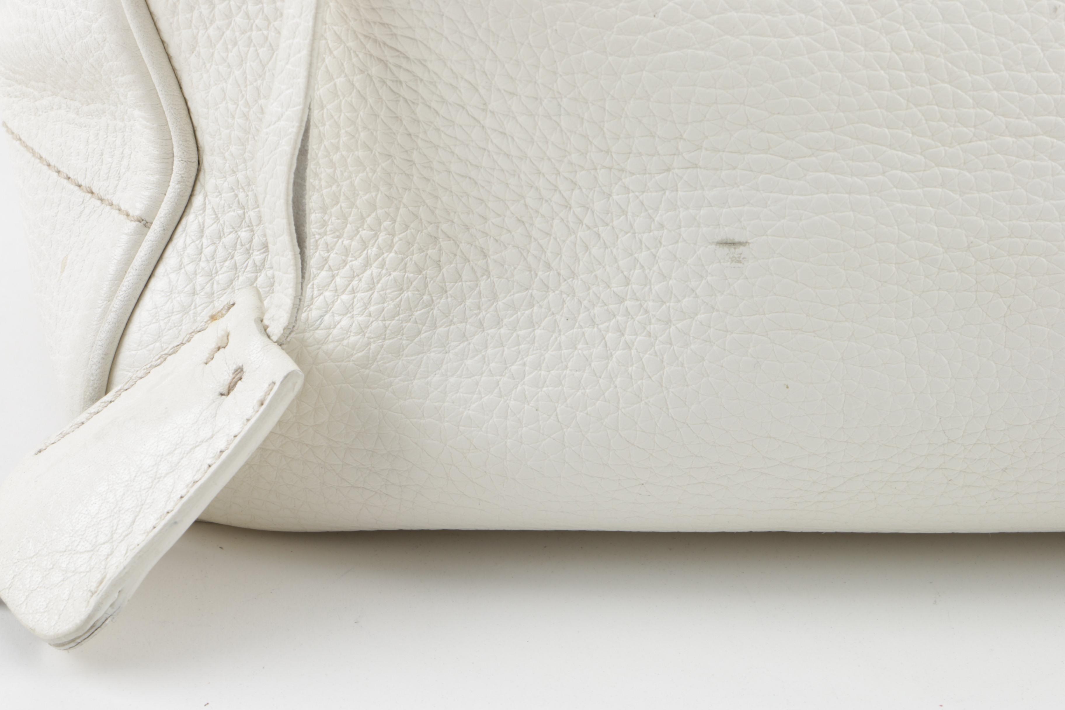 Prada Pebbled White Leather Handbag