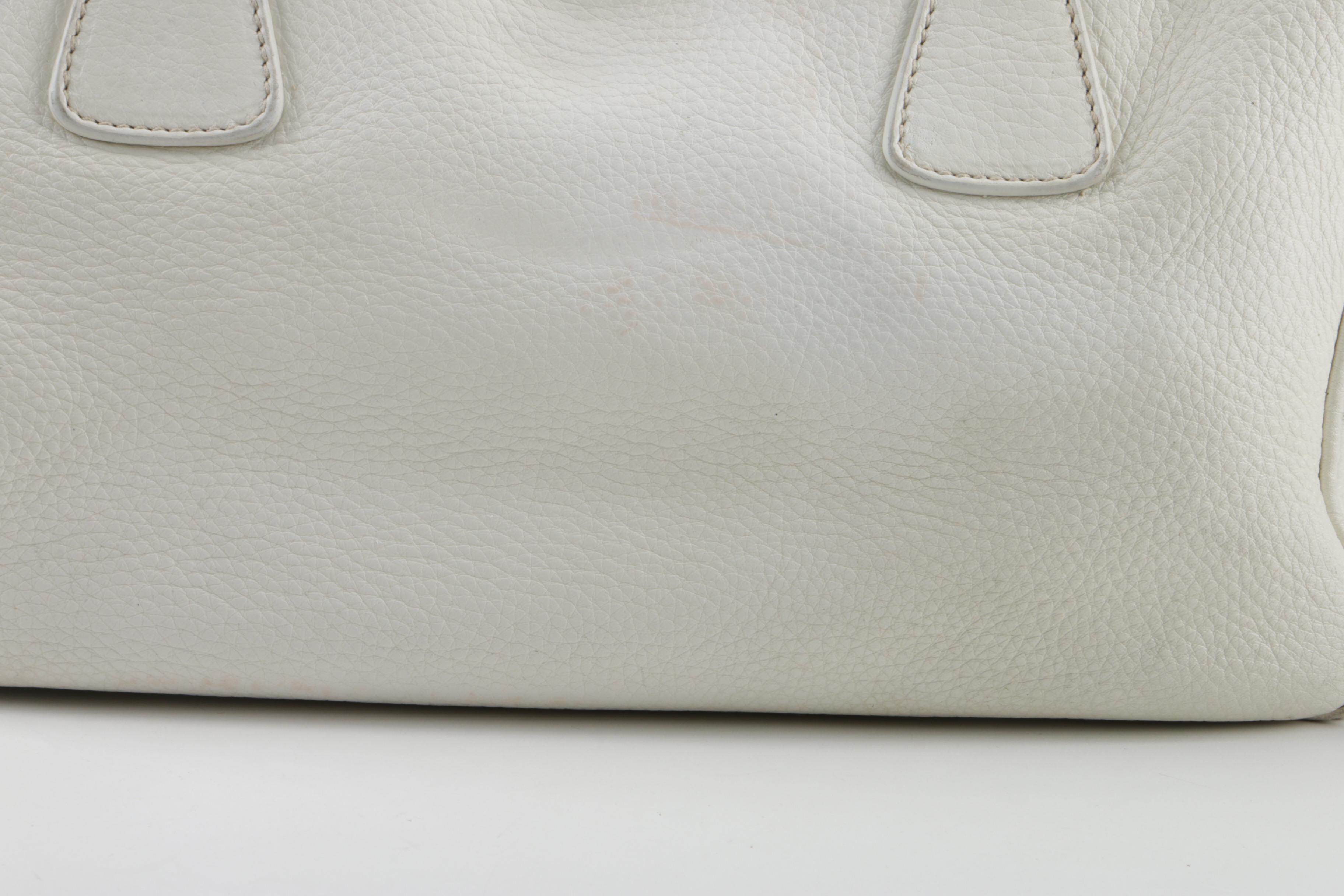 Prada Pebbled White Leather Handbag