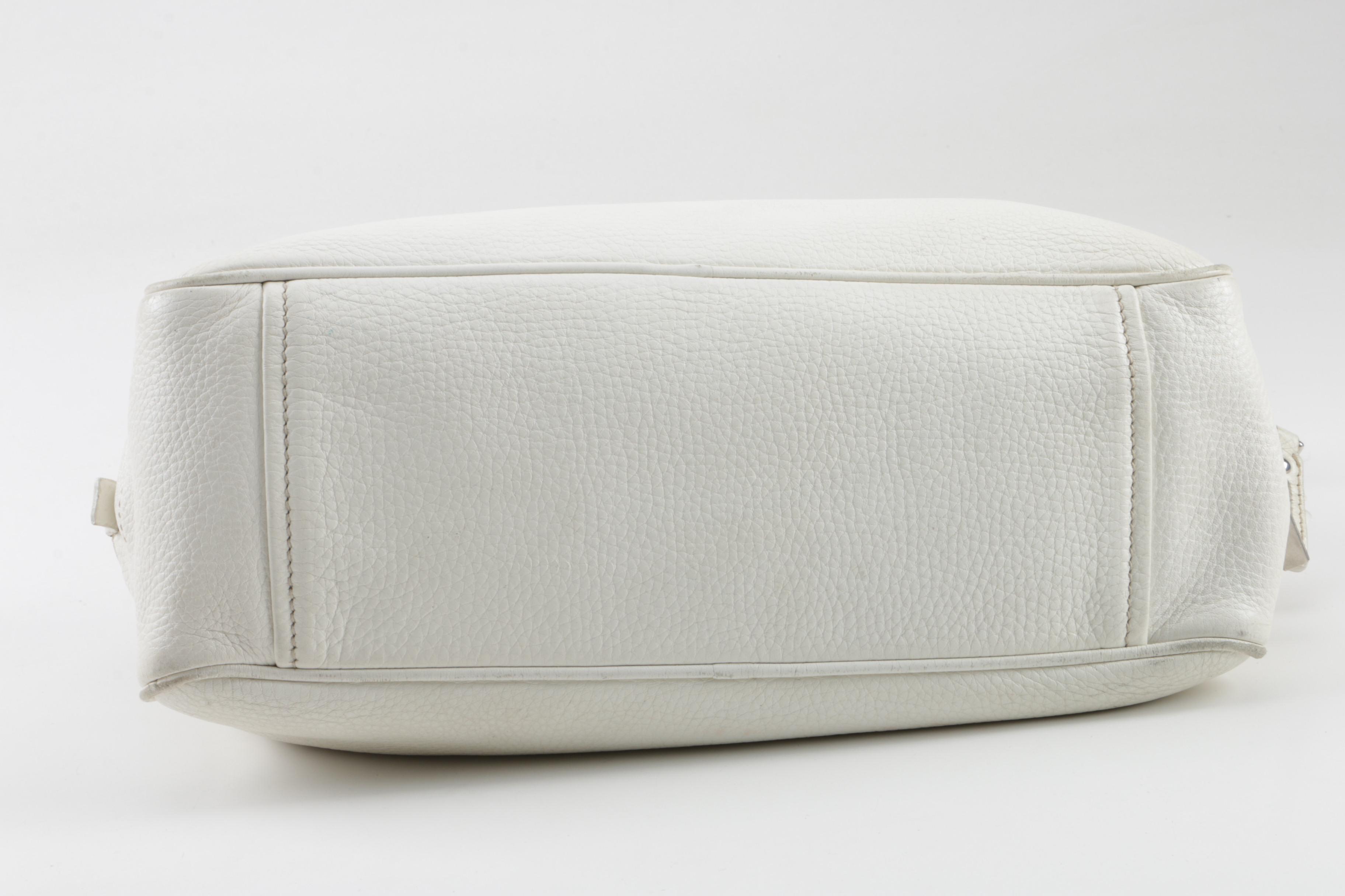 Prada Pebbled White Leather Handbag