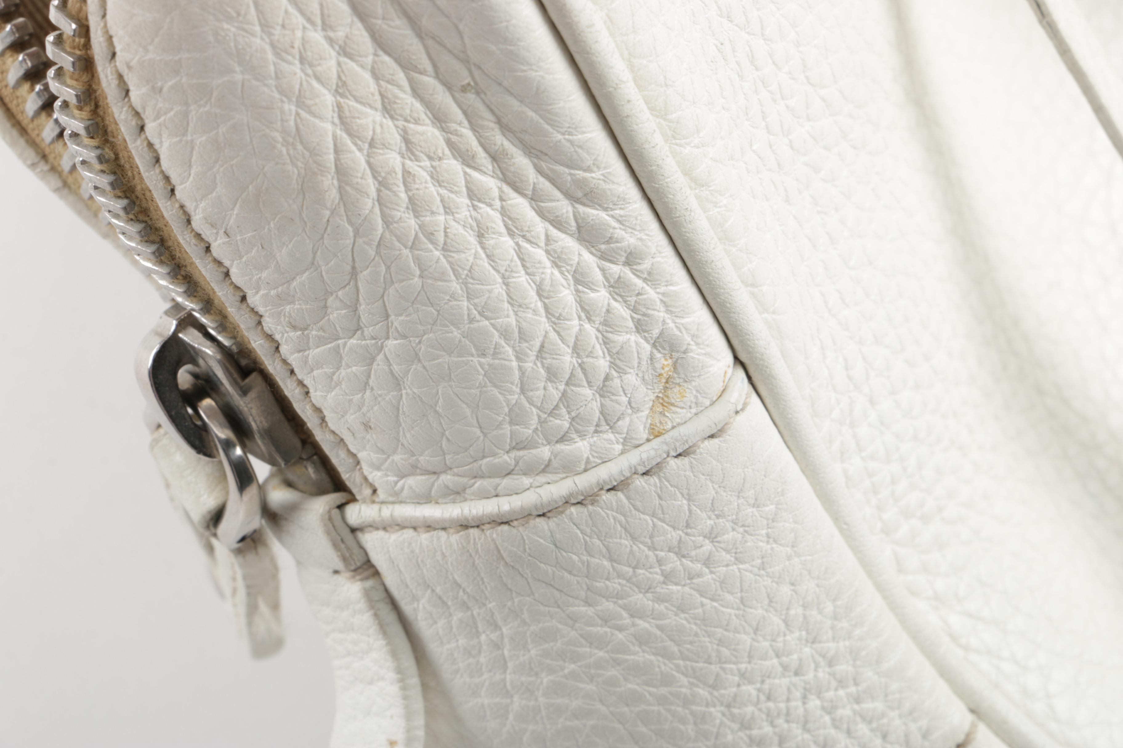 Prada Pebbled White Leather Handbag