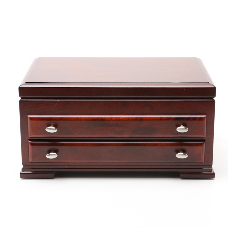 Reed & Barton Dark Mahogany Finish Jewelry Box