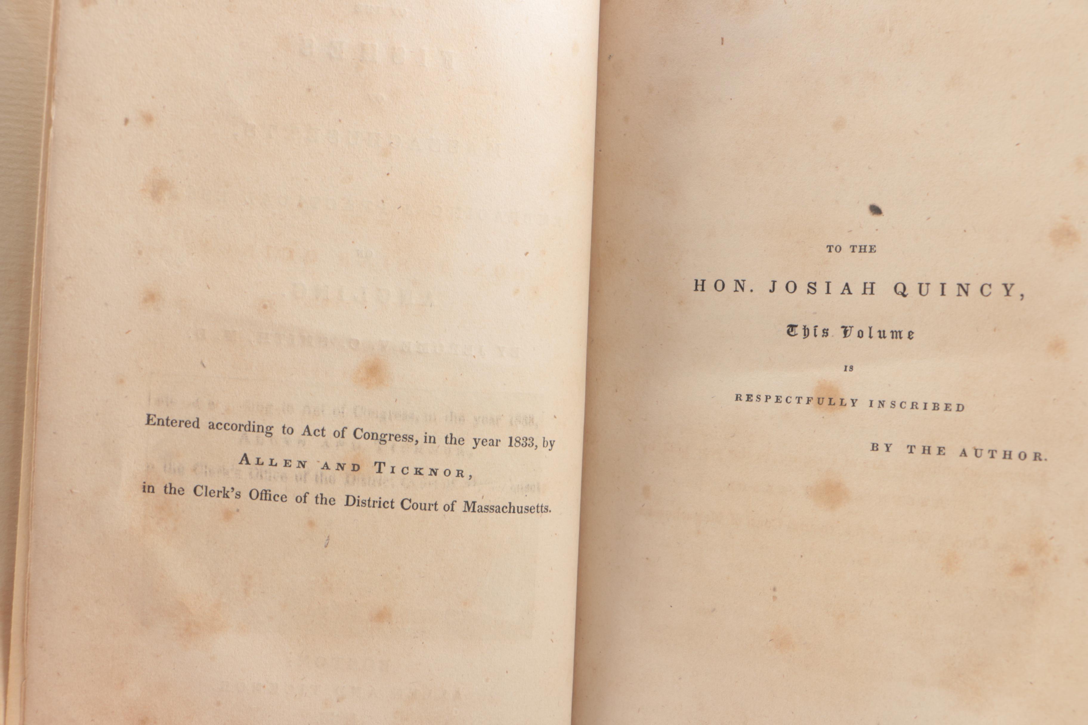 1833 "Natural History of the Fishes of Massachusetts" by Jerome V. C. Smith