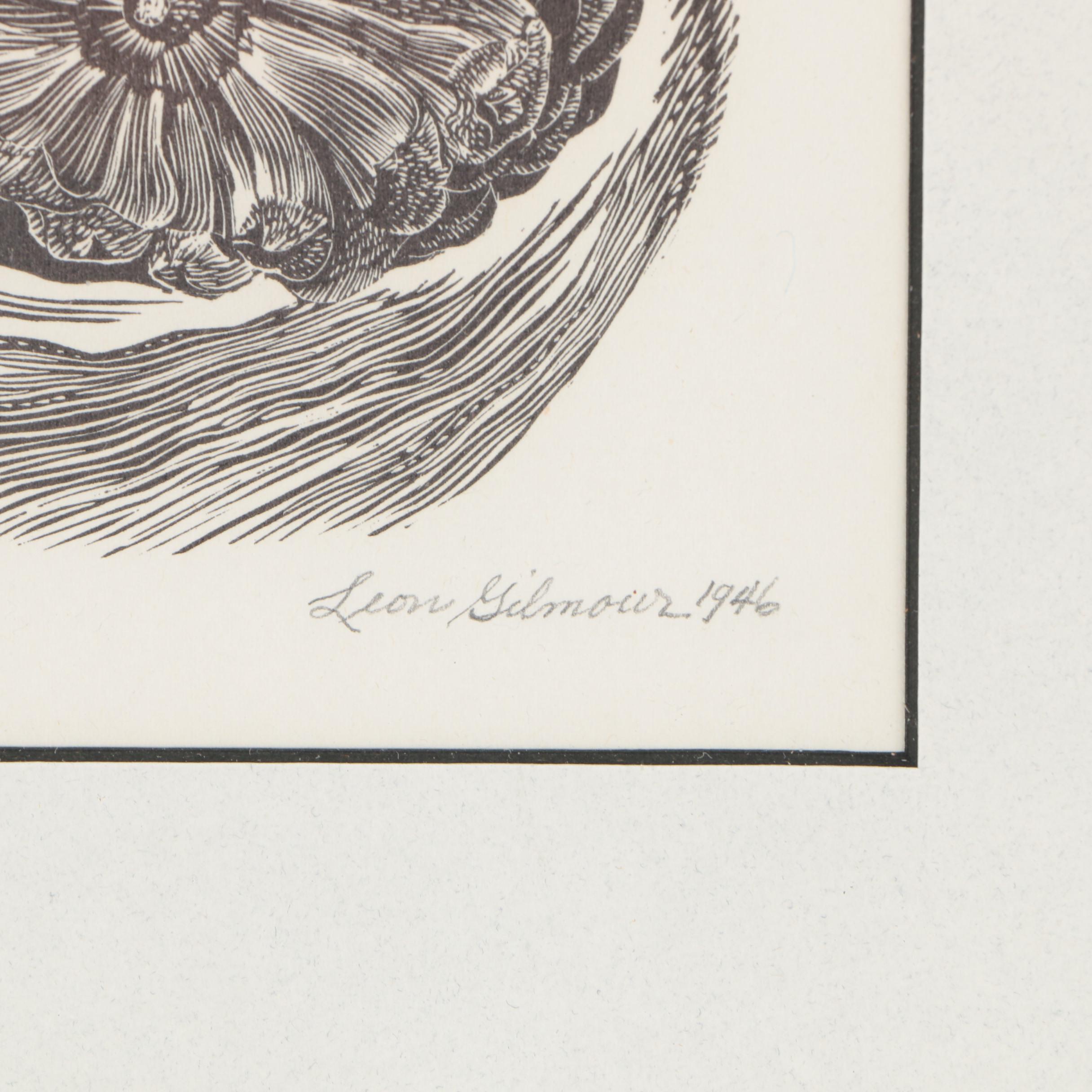Leon Gilmour Limited Edition Wood Engraving "Pine Cones"