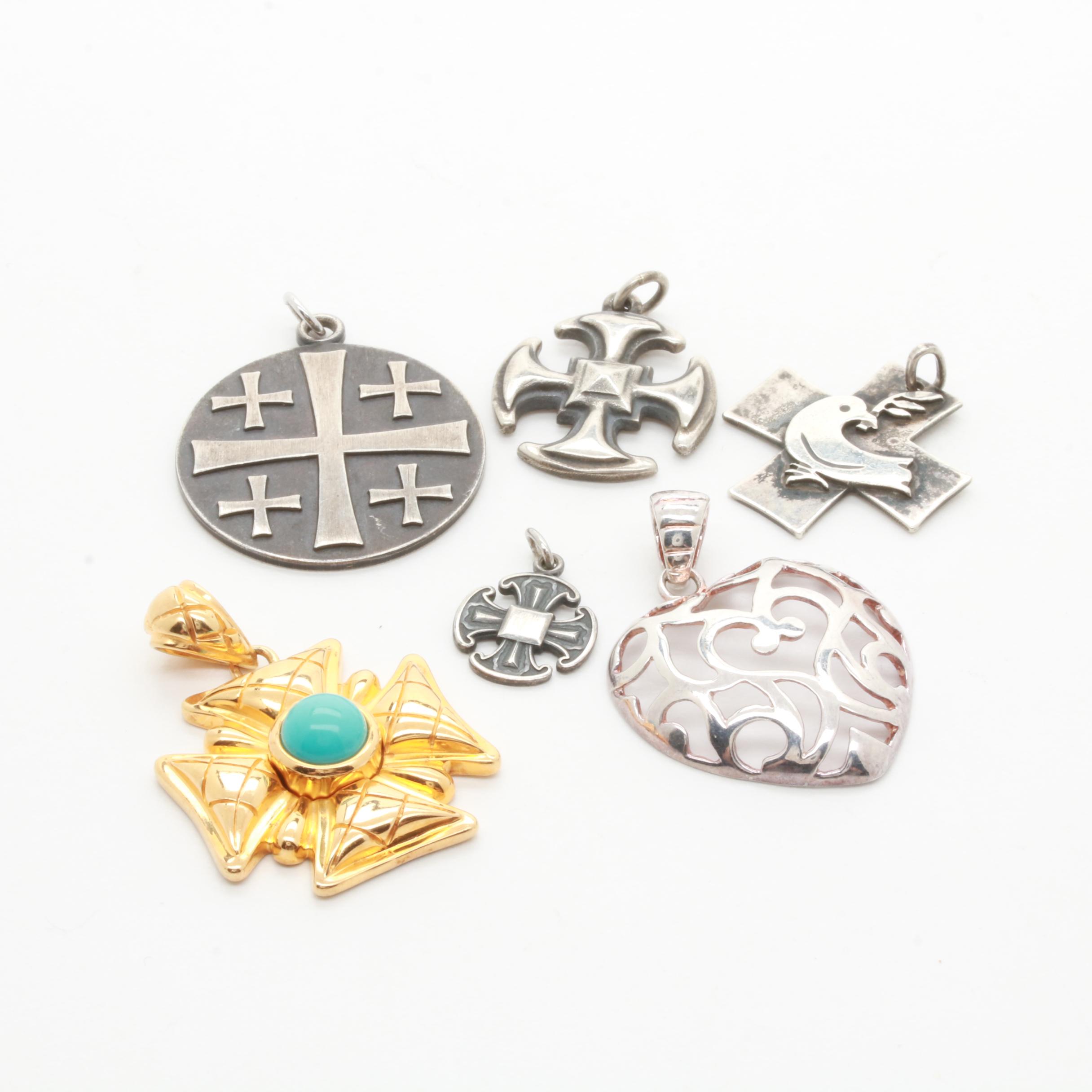 Assortment of Sterling Silver Pendants Including James Avery