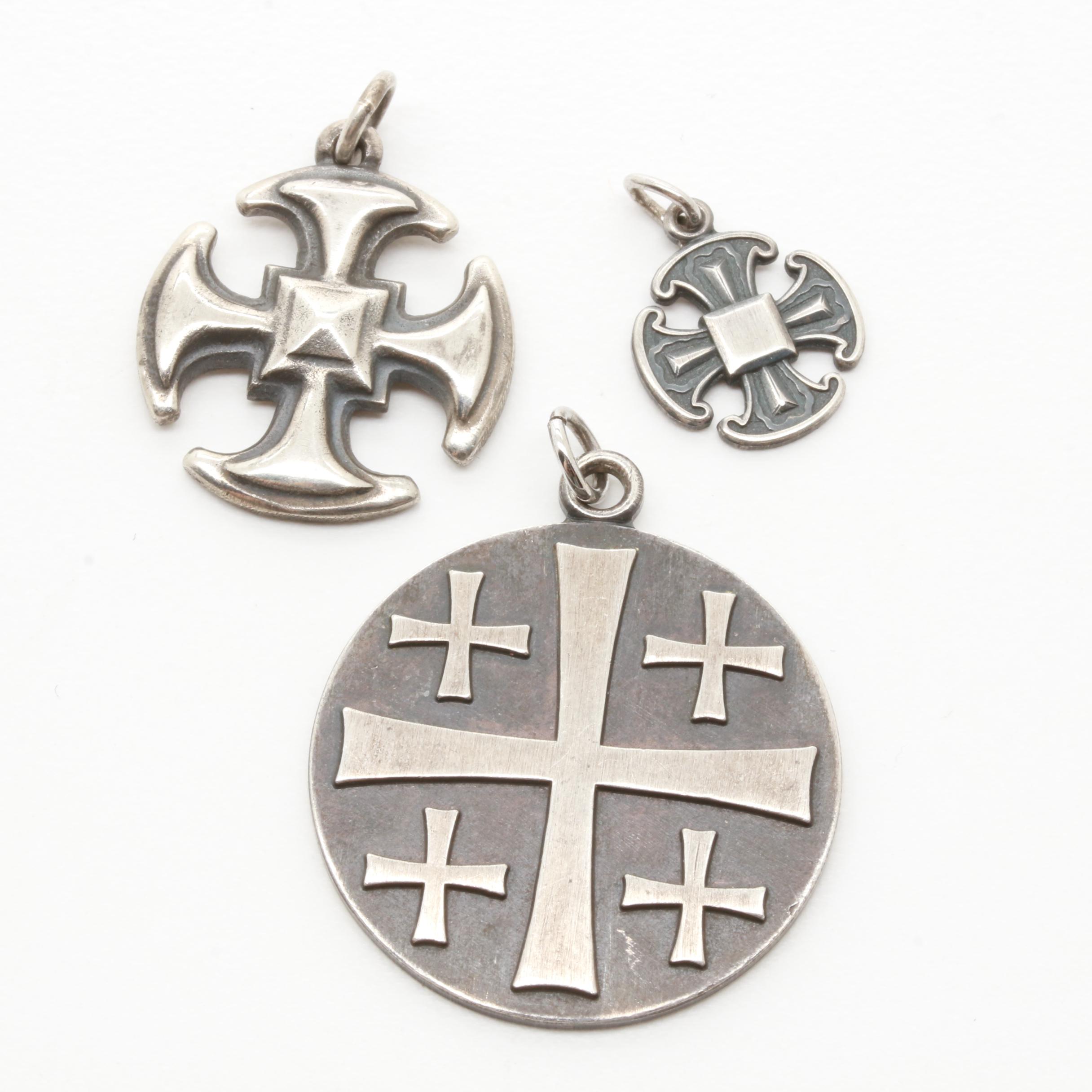 Assortment of Sterling Silver Pendants Including James Avery