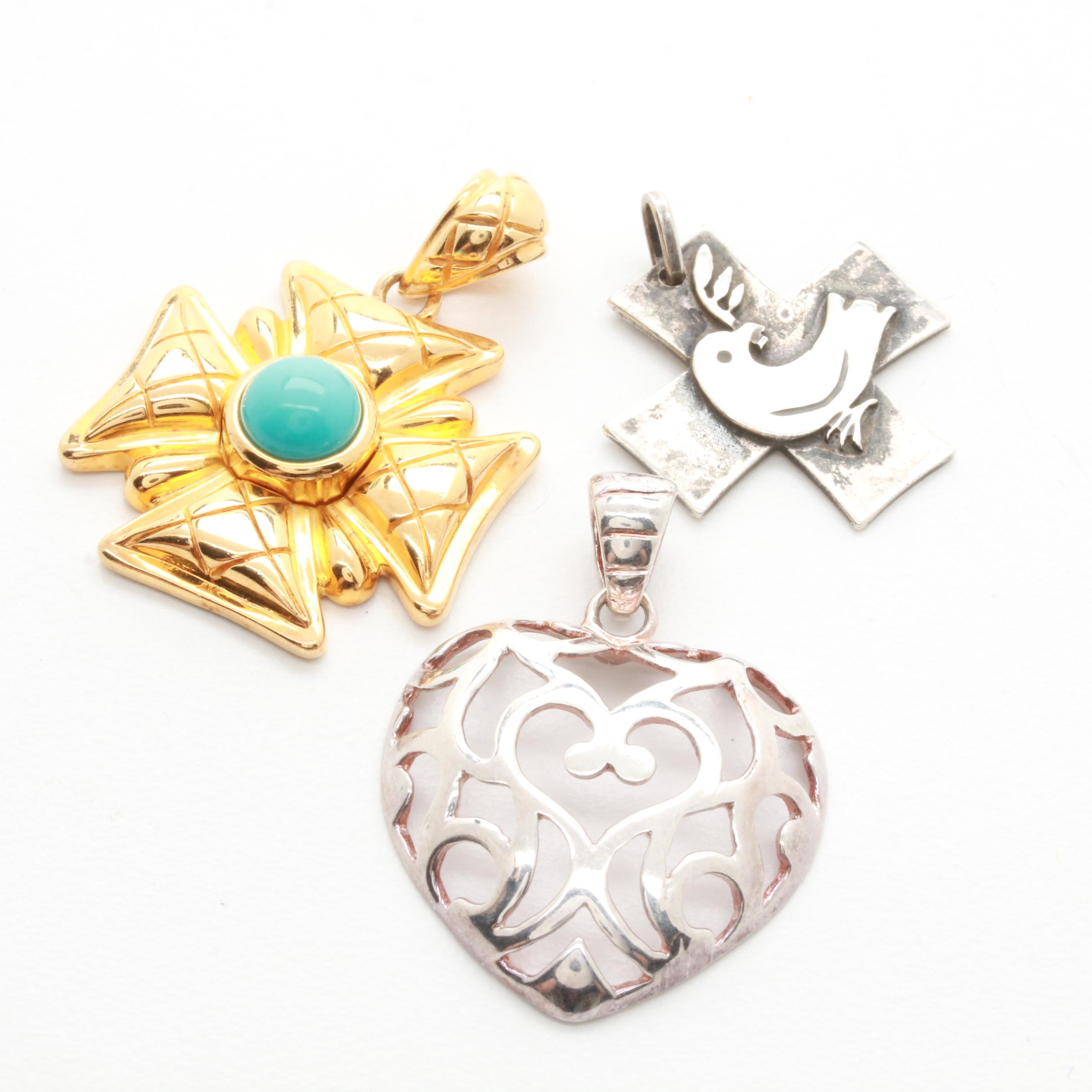 Assortment of Sterling Silver Pendants Including James Avery