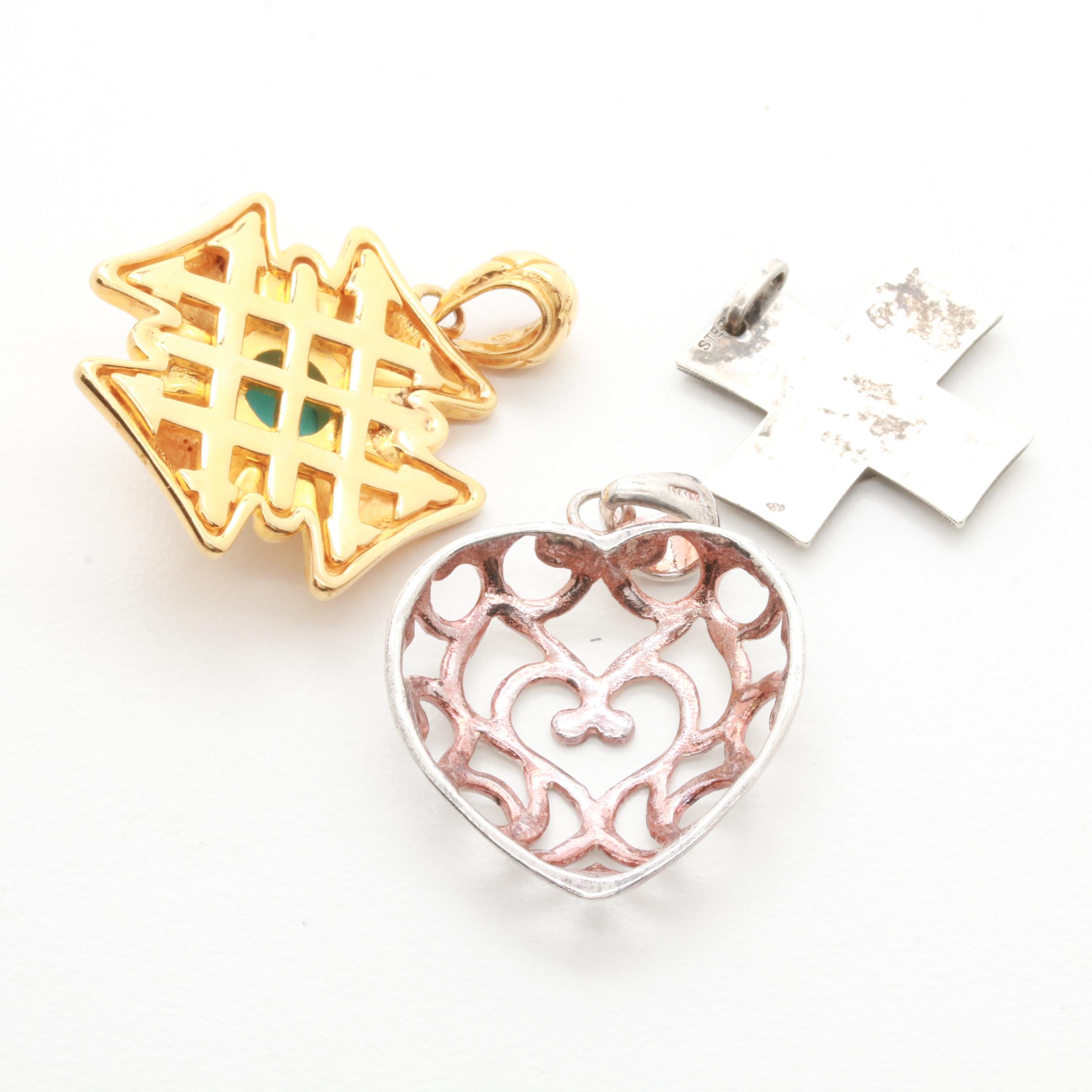 Assortment of Sterling Silver Pendants Including James Avery