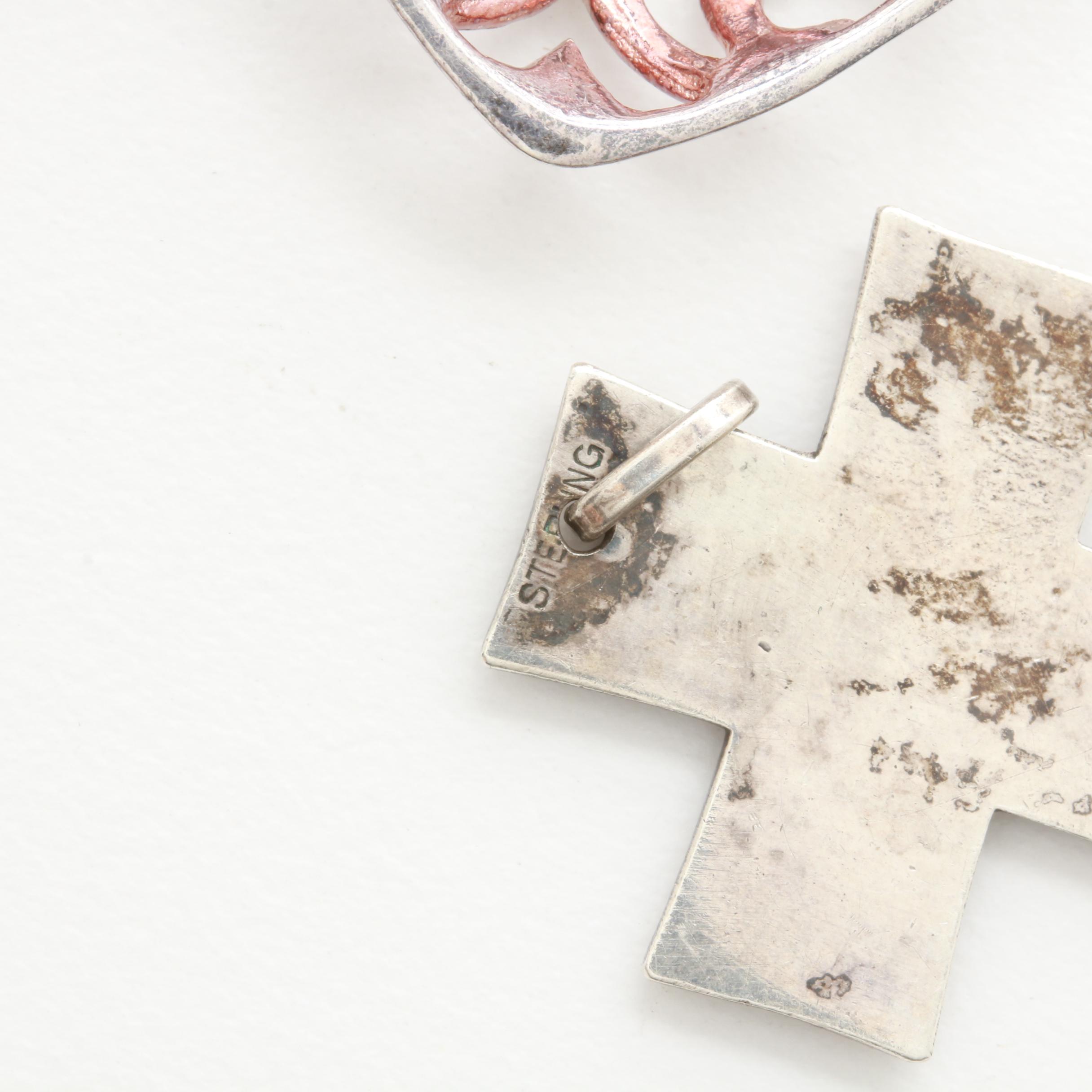 Assortment of Sterling Silver Pendants Including James Avery