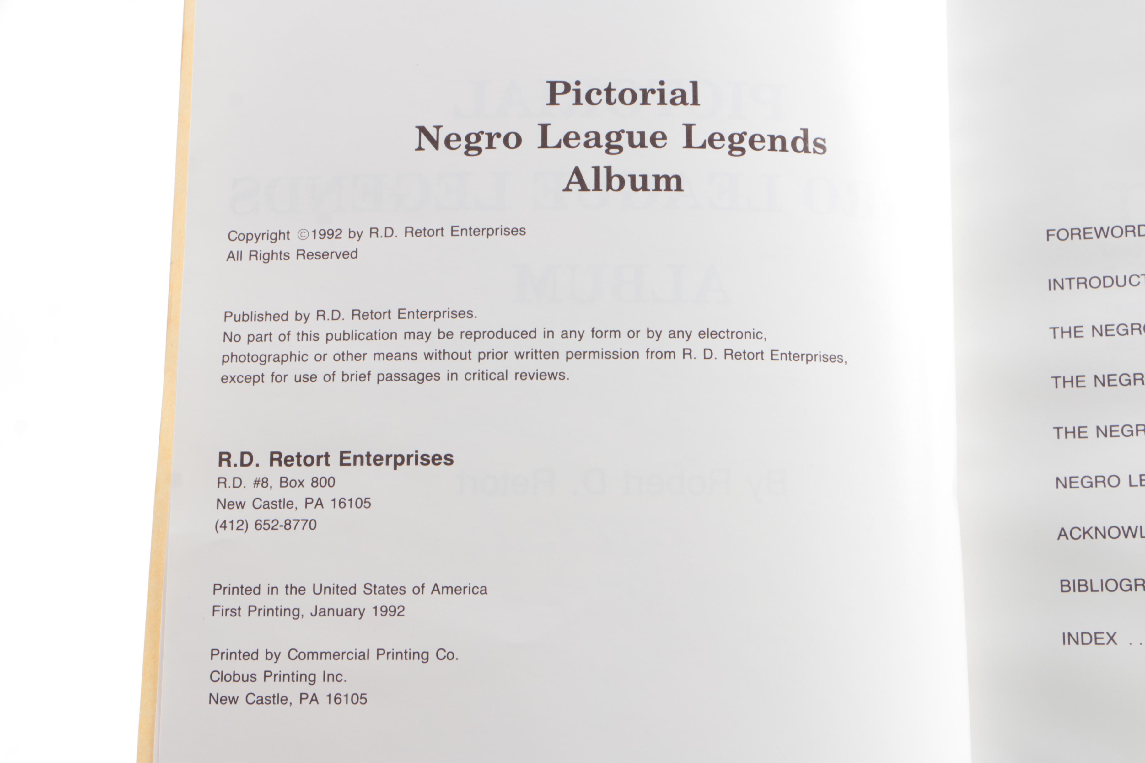 1992 Signed "Pictorial Negro League Legends Album" by Robert D. Retort