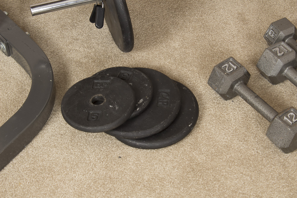 Bodysmith Weight Lifting Bench with Dumbbells and Barbell