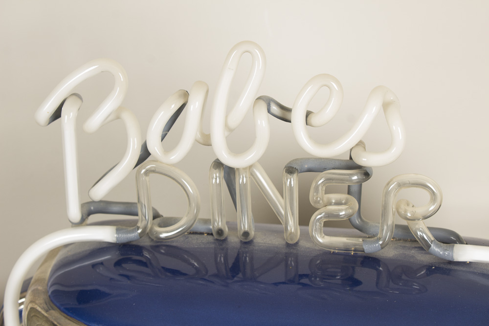 Signed Jerry Berta Ceramic and Neon "Babes Diner" Novelty Table Lamp