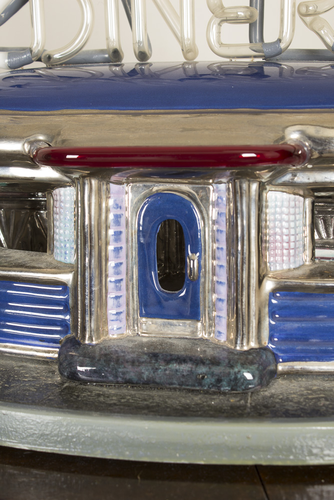 Signed Jerry Berta Ceramic and Neon "Babes Diner" Novelty Table Lamp