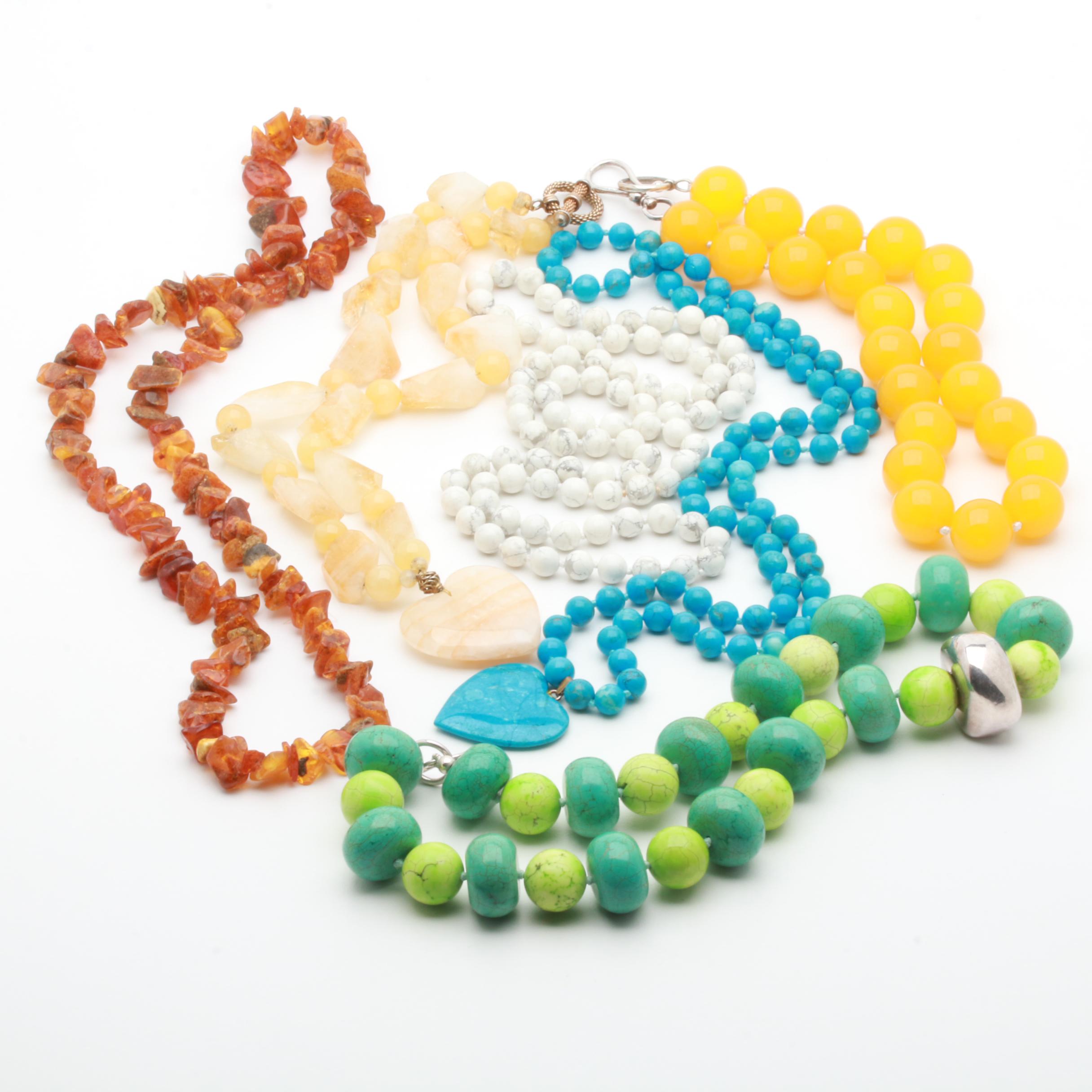 Gemstone Necklaces Including Citrine and Sterling Silver