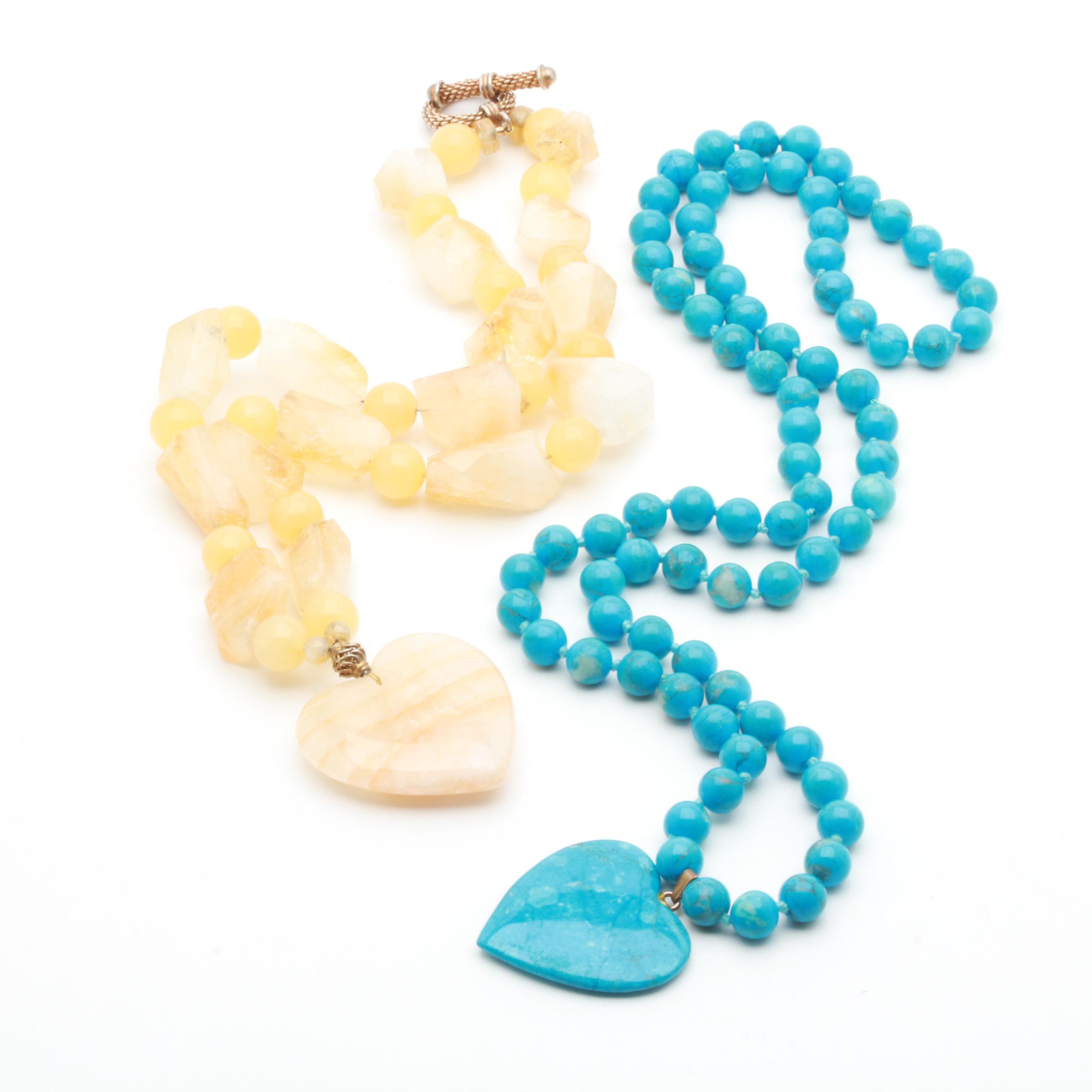 Gemstone Necklaces Including Citrine and Sterling Silver