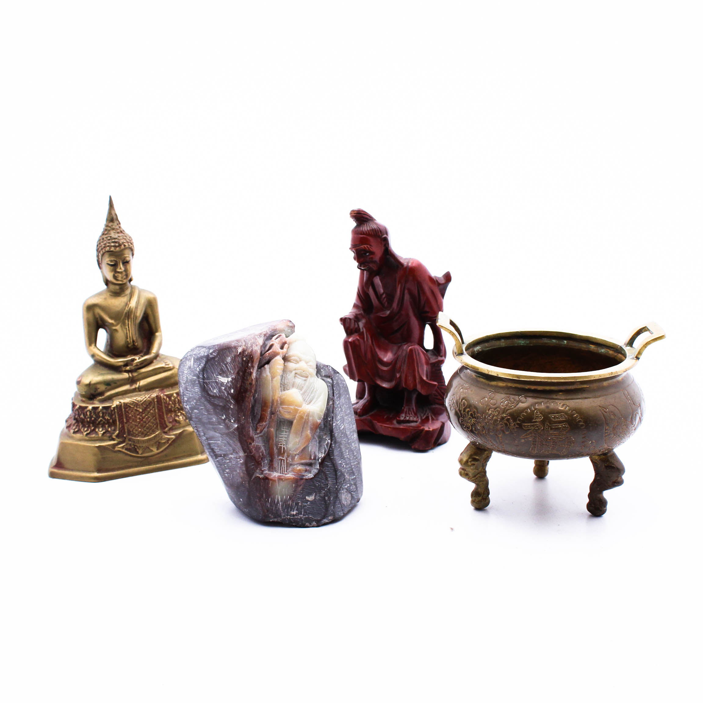 Asian Figures and Brass Censer