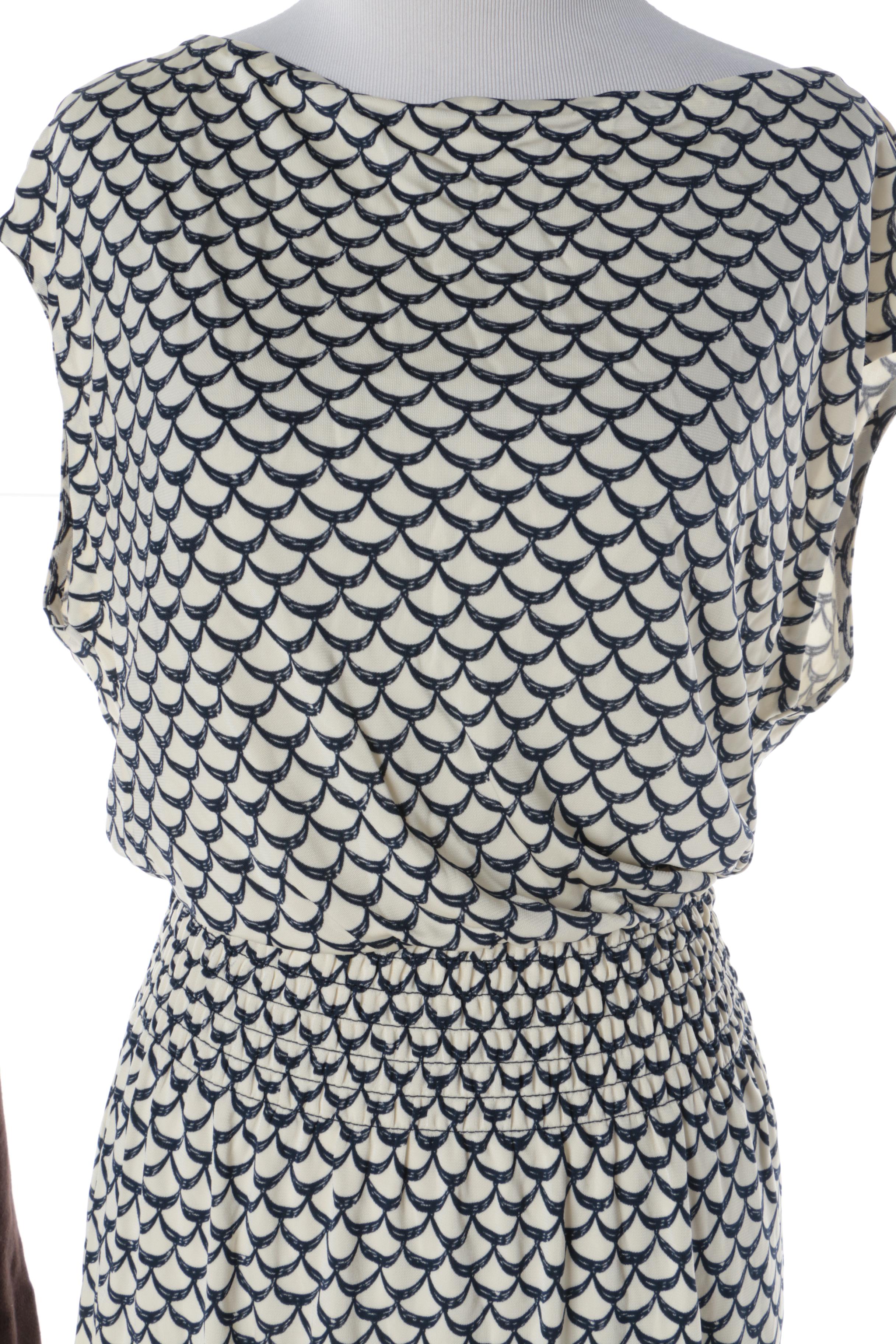 Tory Burch Brown Top with Beads and Tory Burch Justina Scallop-Print Dress