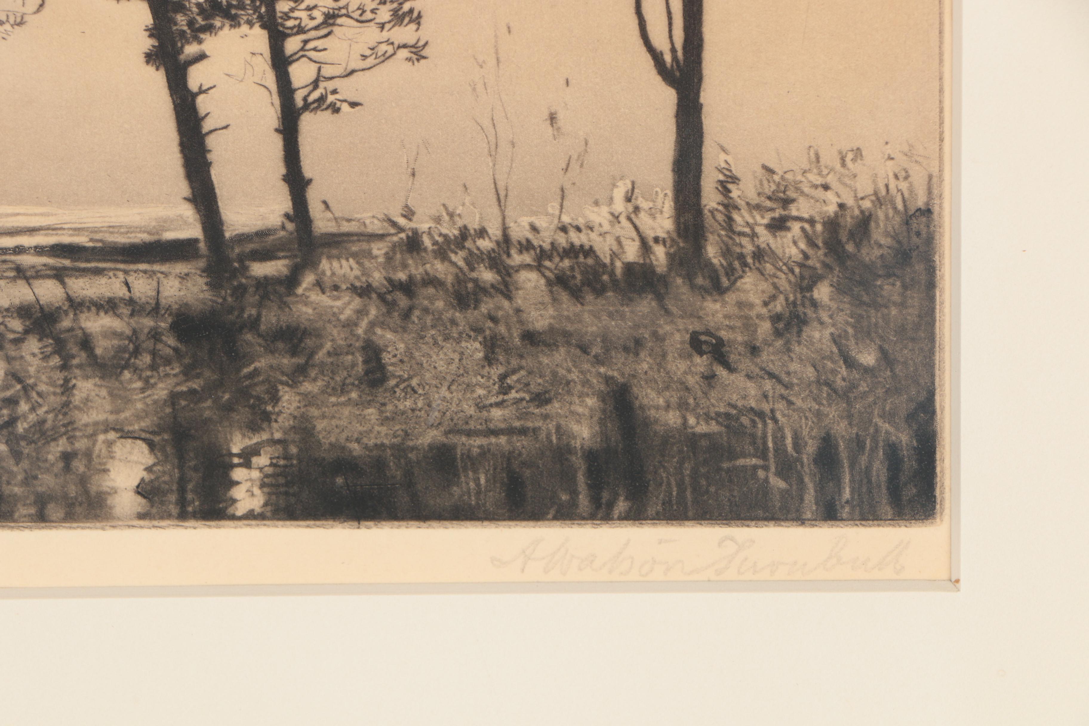 Andrew Watson Turnbull Mezzotint "Frost in the Air"