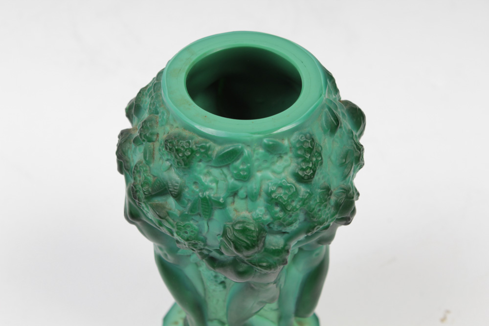 Hoffmann and Schlevogt Art Deco Malachite Glass Vase